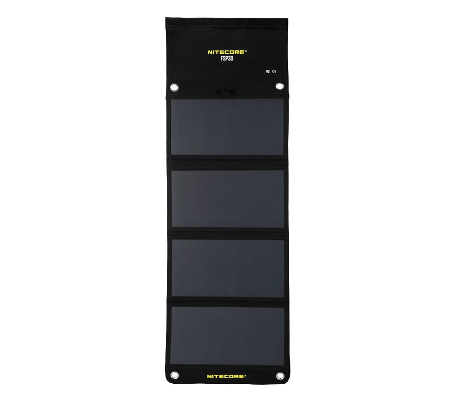 NITECORE FSP30 30W Portable Solar Charger with USB-A & USB-C | 4 Foldable High-Efficiency Panels | Fast Charging for Phones, Tablets, Power Banks | Perfect for Camping, Hiking, RV Trips & Outdoor Adventures