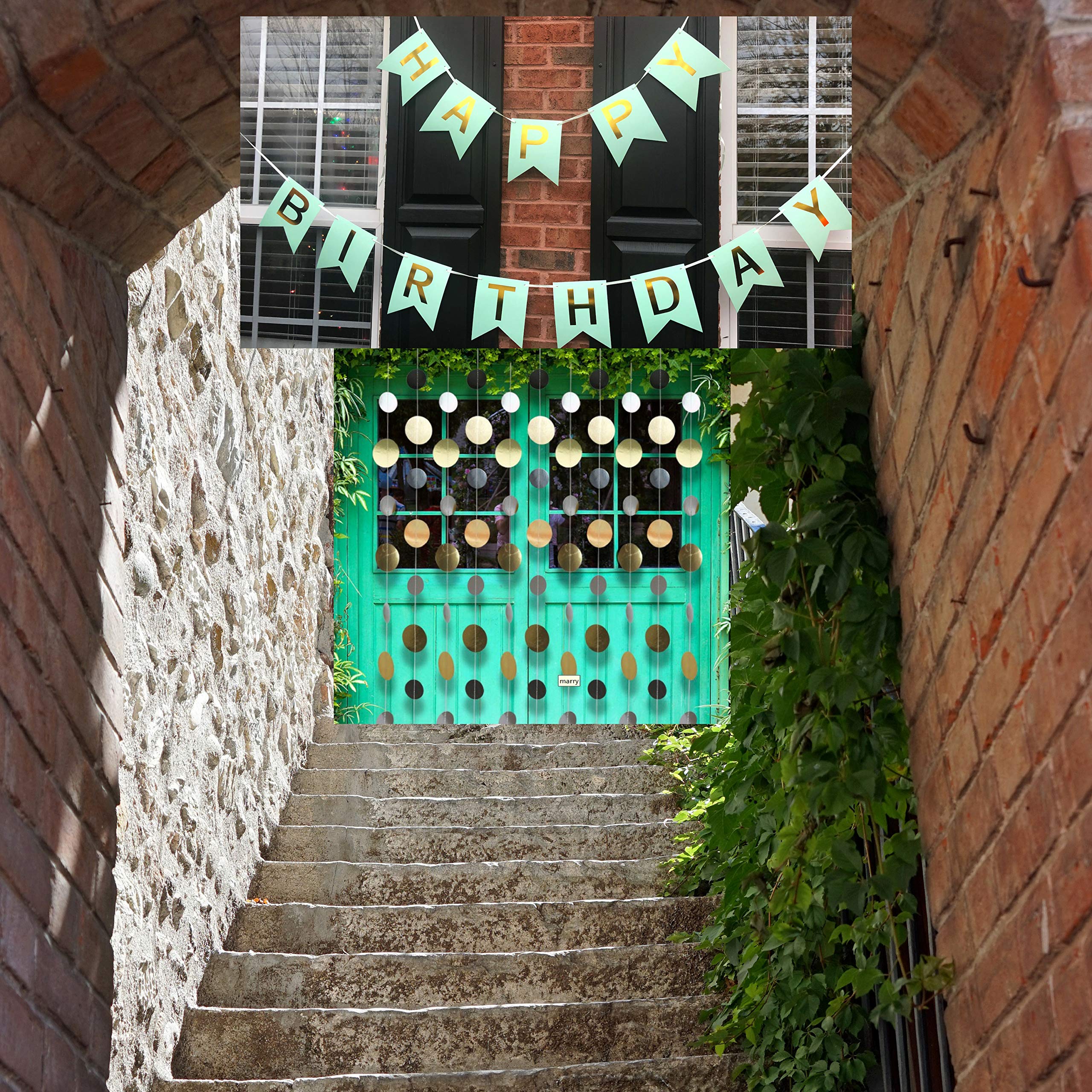 Happy Birthday Banner & Garland Set for Women - Green Bday Party Decorations - Perfect for Birthday Parties, Baby Showers & Special Celebrations