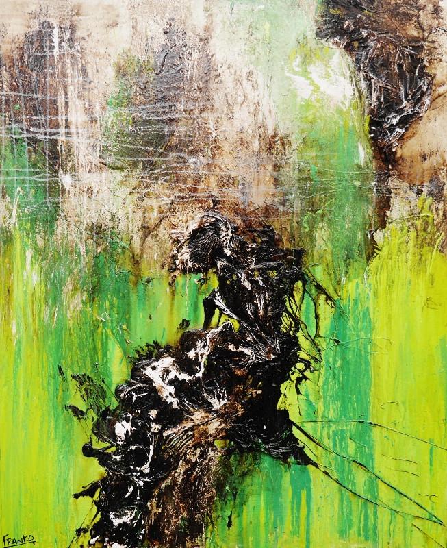 Green Zest 120cm x 100cm Modern Abstract Canvas Art Painting - Handmade Wall Decor for Living Room, Bedroom, Office & Home Interior Design
