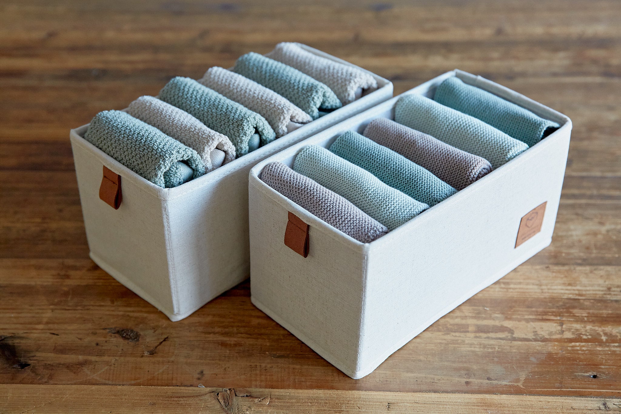 Premium Fabric Wardrobe Organizer Set - 6 Compartments, 2-Piece (Cream) | Closet Storage Solution for Bedroom, Dorm & Travel