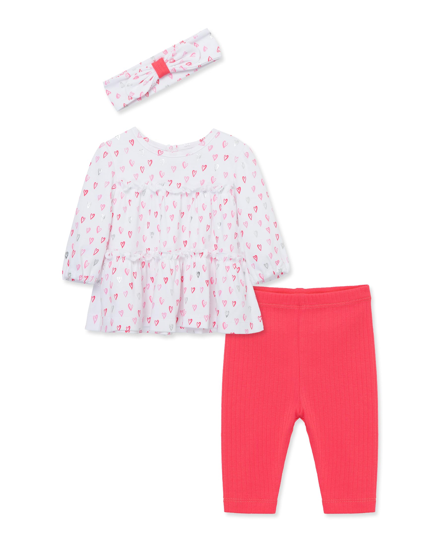 Little Me Simply Essential Solids 100% Organic Cotton Baby Girl Outfit Set - 3-Piece Tunic, Pants & Headband (3-24 Months) | Soft & Comfortable for Playtime, Outings & Photo Shoots