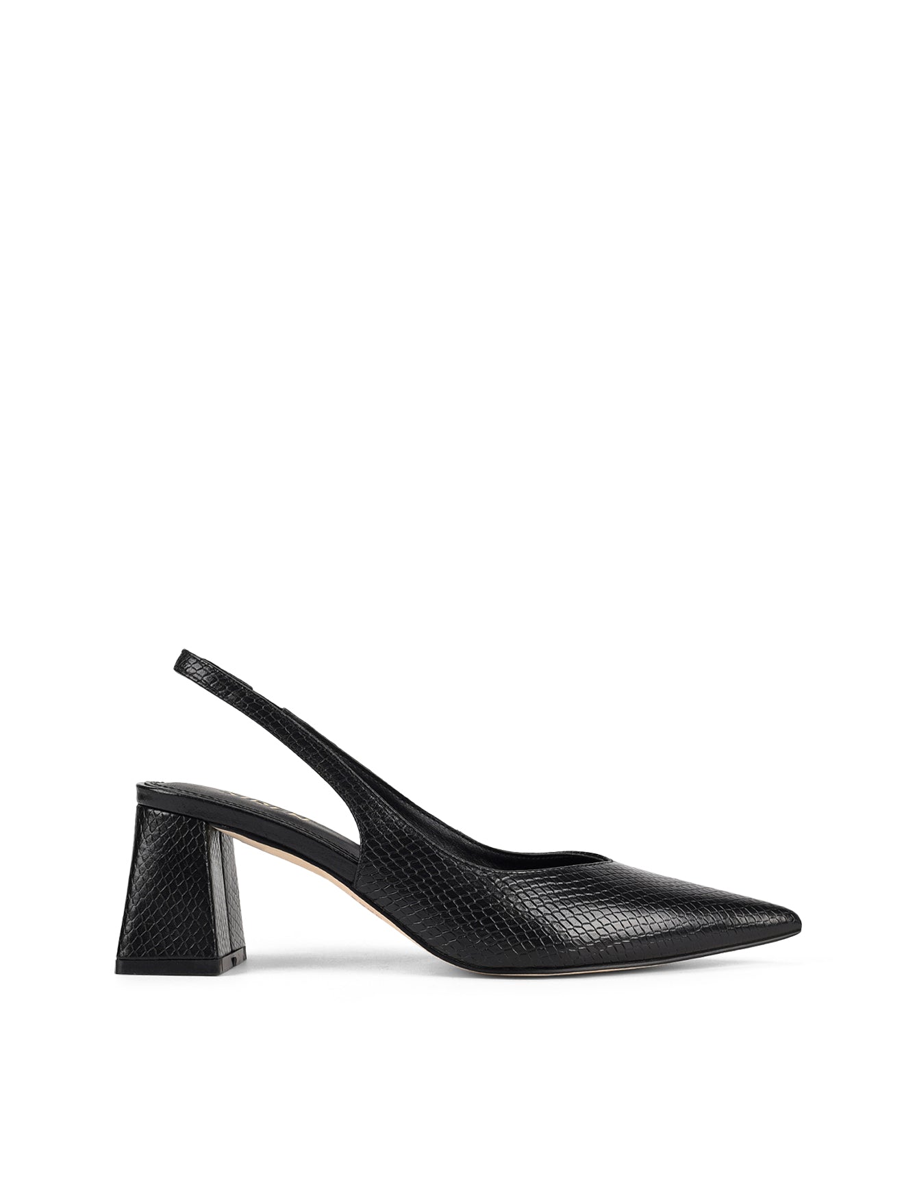 Yankee Slingback Block Heel Sandals - Black Snake Leather Women's Shoes for Work, Party & Evening Out