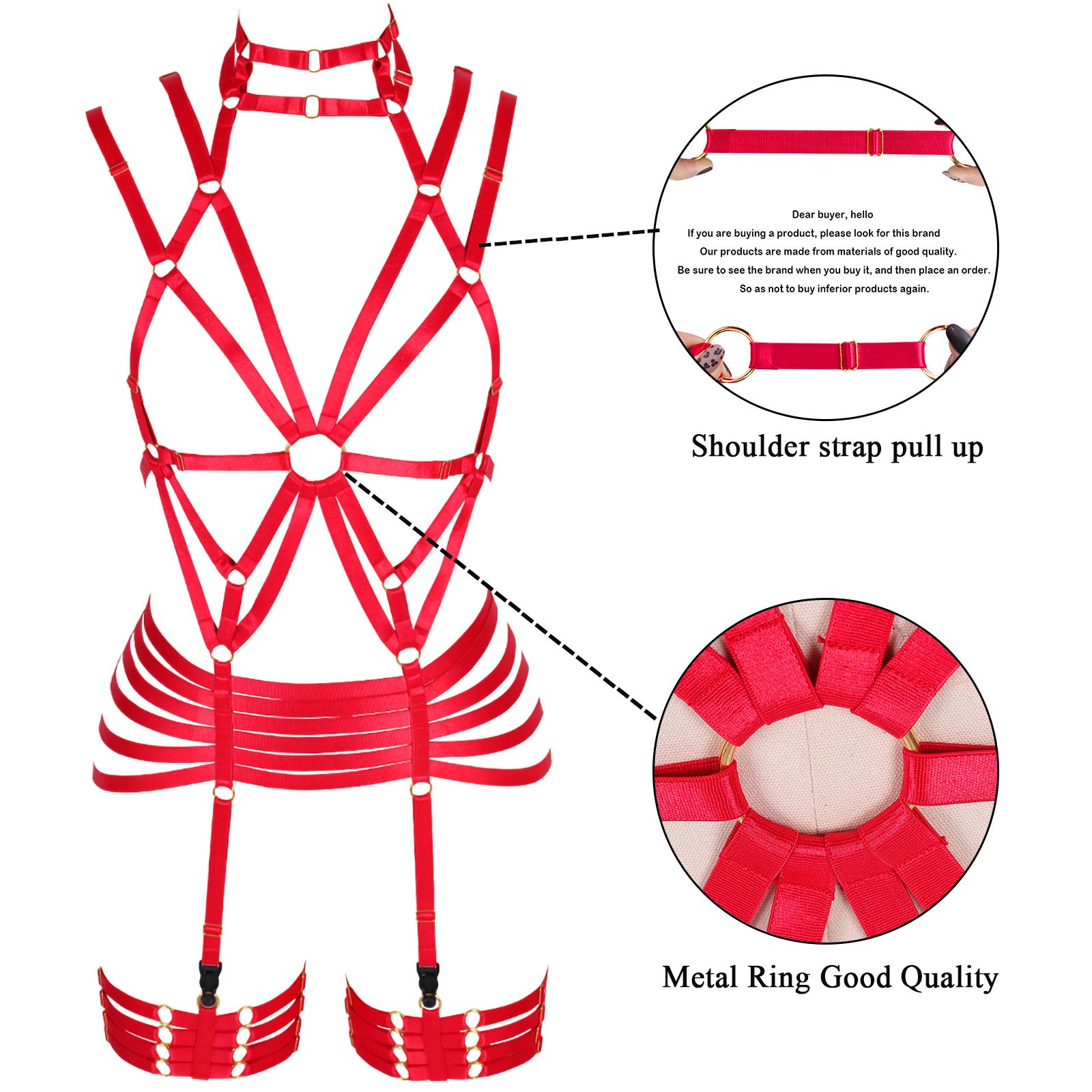 Women's Full Body Suspenders Bra & Garter Belt Set - Gothic Punk Style Lingerie for Plus Size - Perfect for Halloween, Cosplay, Burlesque & Alternative Fashion