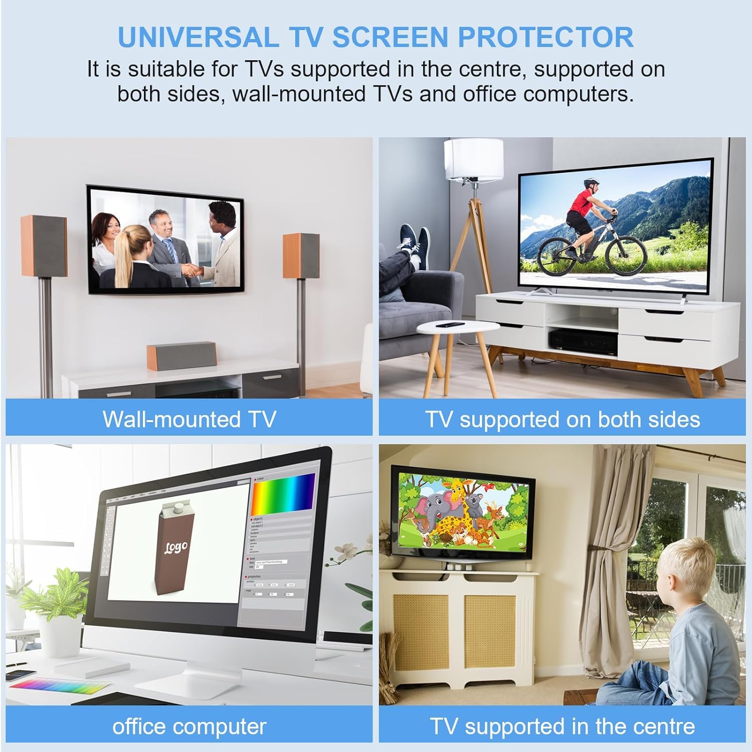 Qoosea 55 Inch TV Screen Protector - HD Clear Acrylic Protective Cover for Single/Dual-Point Support TVs, Wall Mount & Computer Monitor - Anti-Scratch, Anti-Glare Protection for Home Theater & Office Use