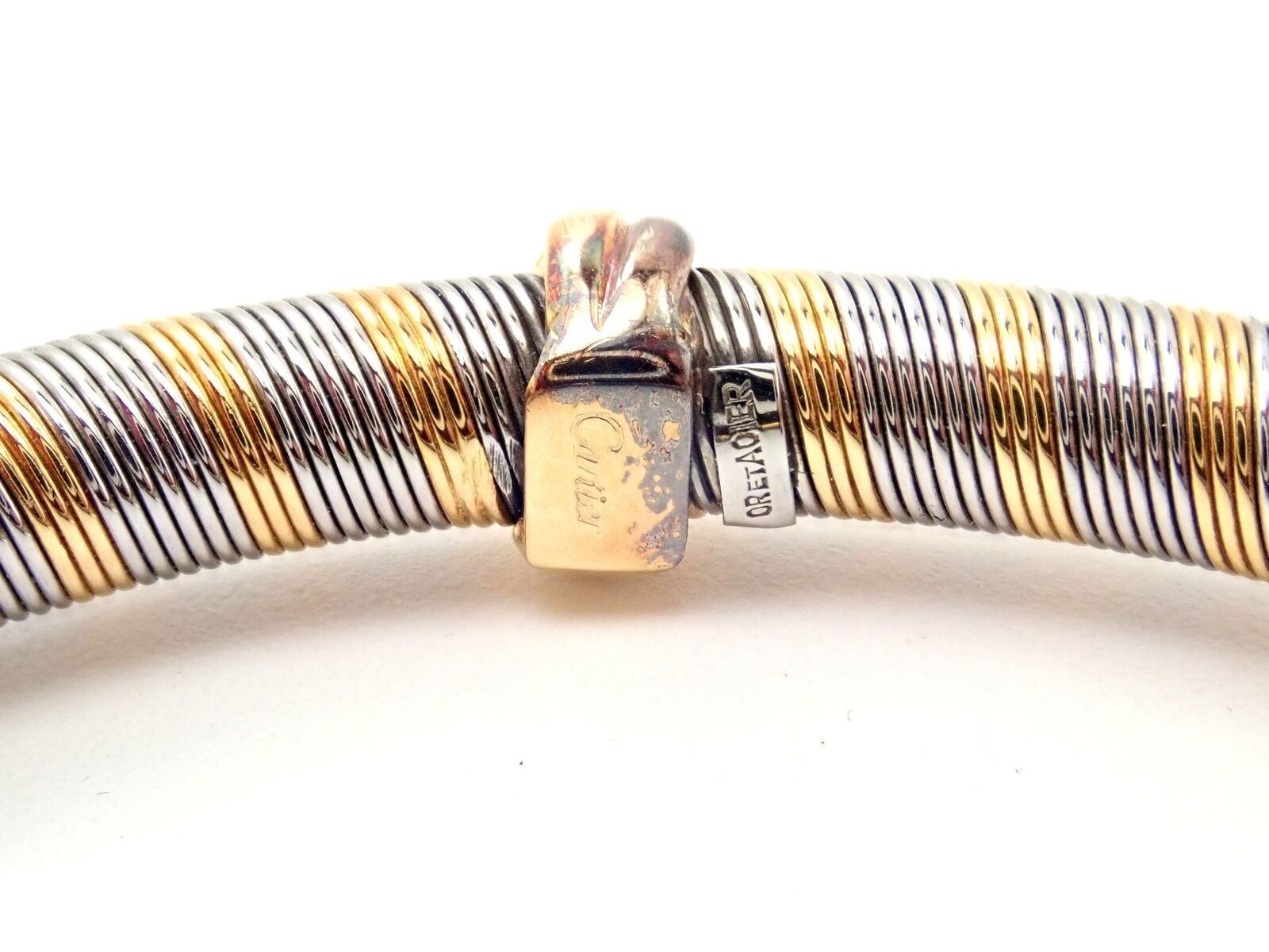 Authentic Vintage Cartier Trinity Bracelet - 18k Yellow Gold & Steel Bangle for Women | Luxury Jewelry Gift for Anniversary, Birthday & Special Occasions