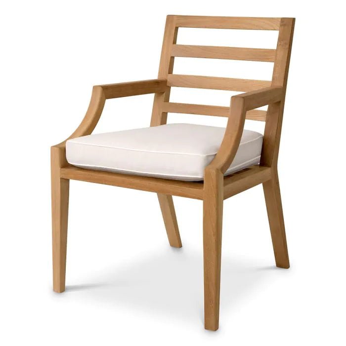 Handmade Designer Natural Color Arm Outdoor Dining Chair - Patio, Garden, Poolside, and Backyard Furniture for Relaxing and Entertaining