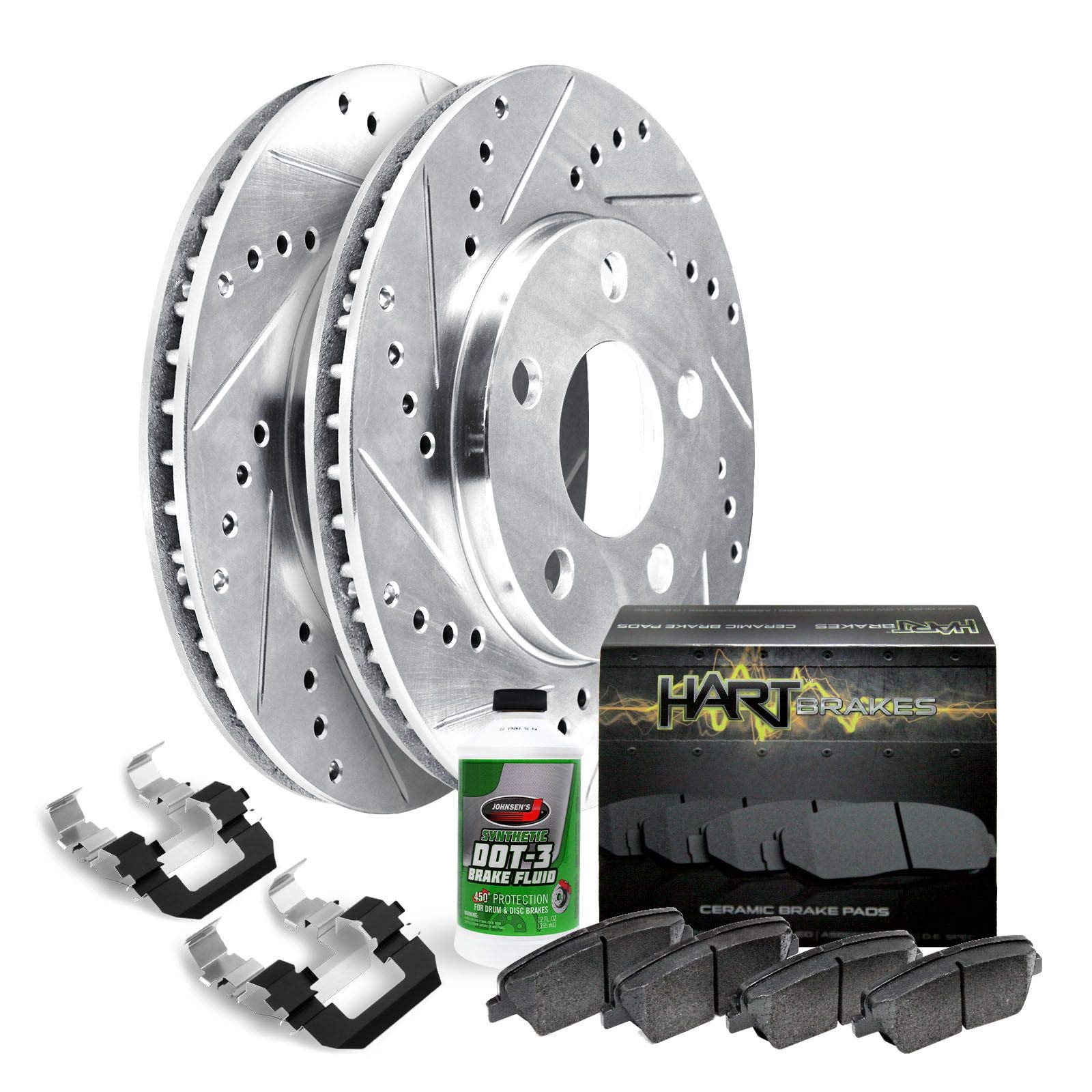 Hart Ceramic Brake Pads and Rotors Kit for 1994-1997 Toyota Celica - Front Brake System with Hardware Kit | Smooth Stopping Power for City Driving & Highway Commutes