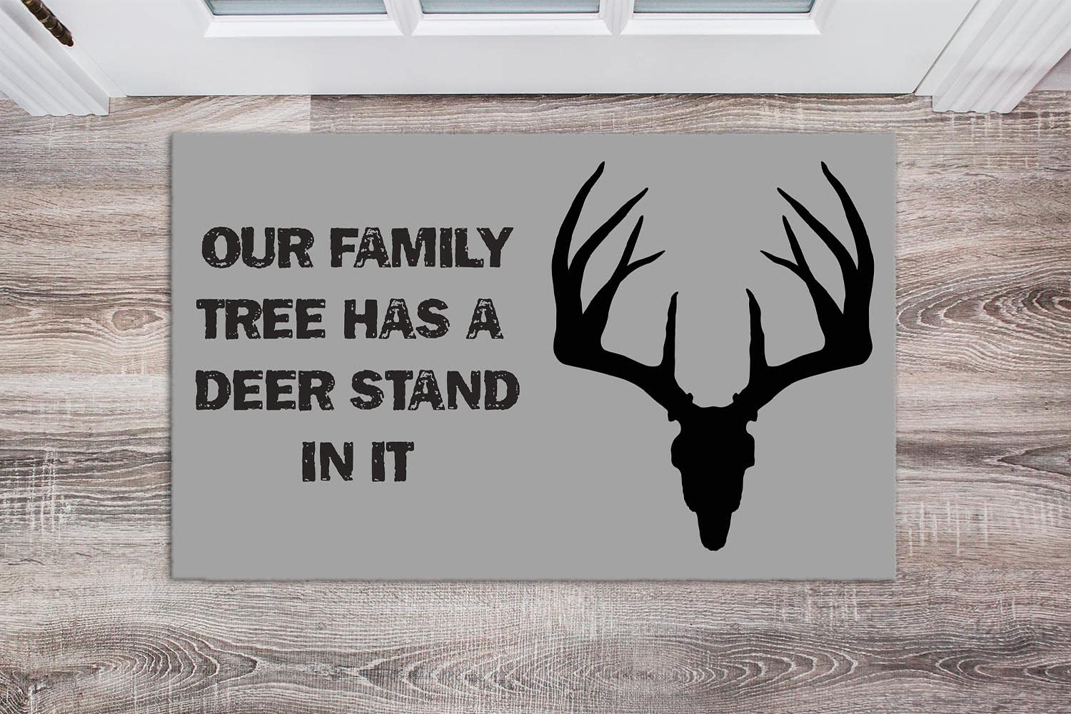 Premium Mossy Oak Front Doormat - Non-Skid Welcome Mat with Family Tree Deer Stand Design - Low Pile Indoor/Outdoor Rug - 23