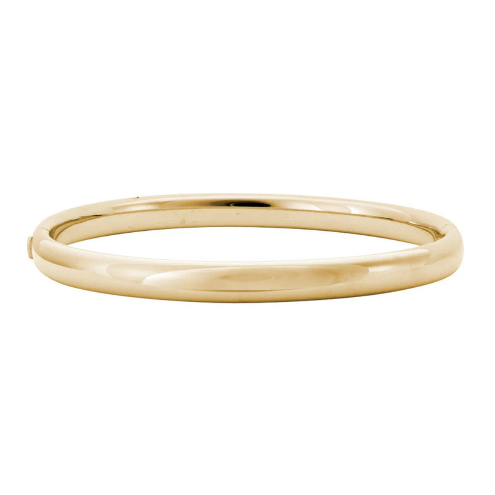 14K Gold Hinged Bangle Bracelet for Women - Round Solid Gold Cuff Bracelet - Elegant Jewelry Gift for Birthday, Anniversary & Special Occasions