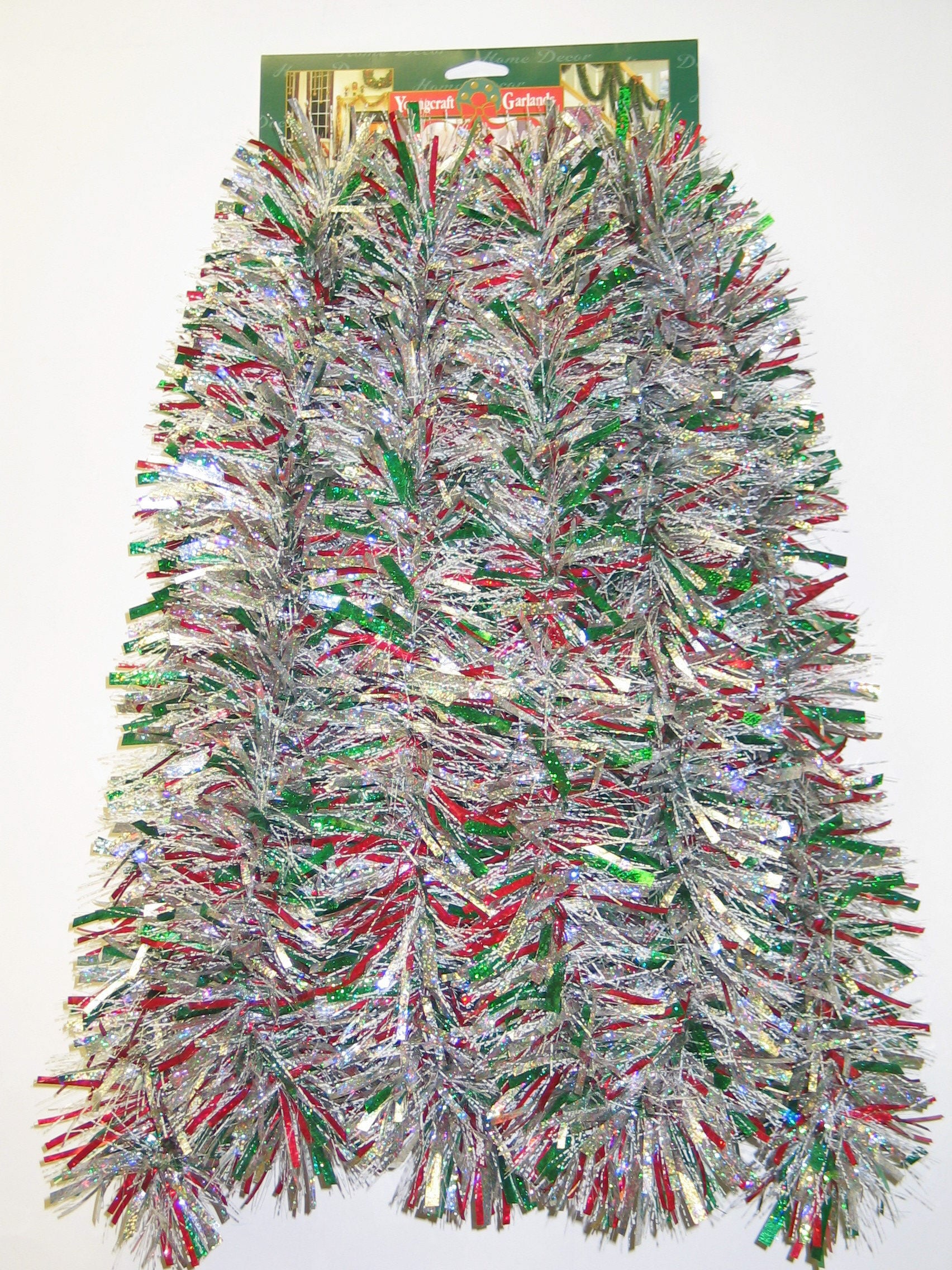 10' Wide Cut Snoblush Holographic Tinsel Garland - Christmas Tree Decorations, Party Supplies, Holiday Home Decor for Xmas, New Year, Wedding & Festive Events