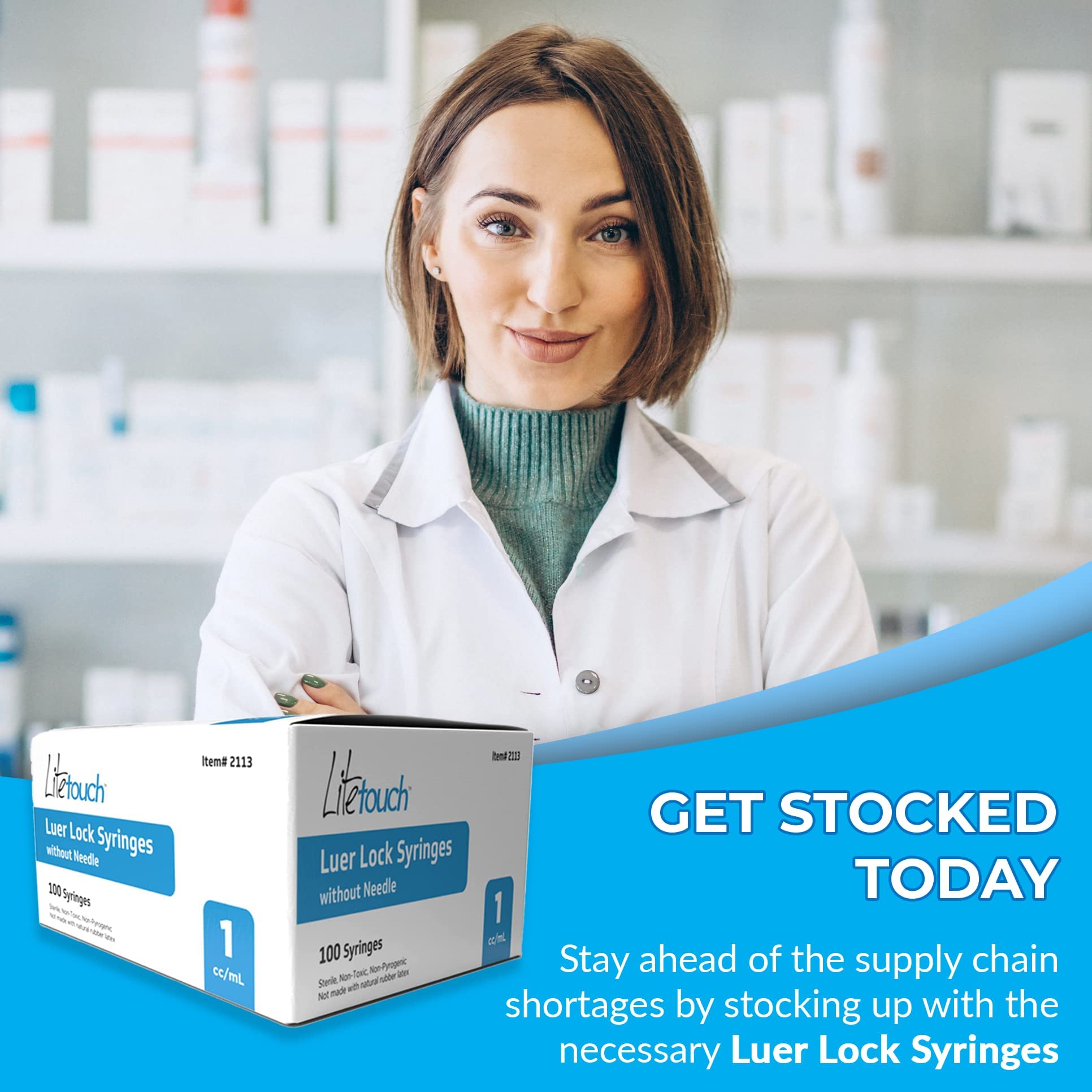 1ml Luer Lock Syringe - Sterile, Individually Sealed, 100 Syringes per Box (No Needle Included) - Perfect for Medical, Veterinary, and Laboratory Use