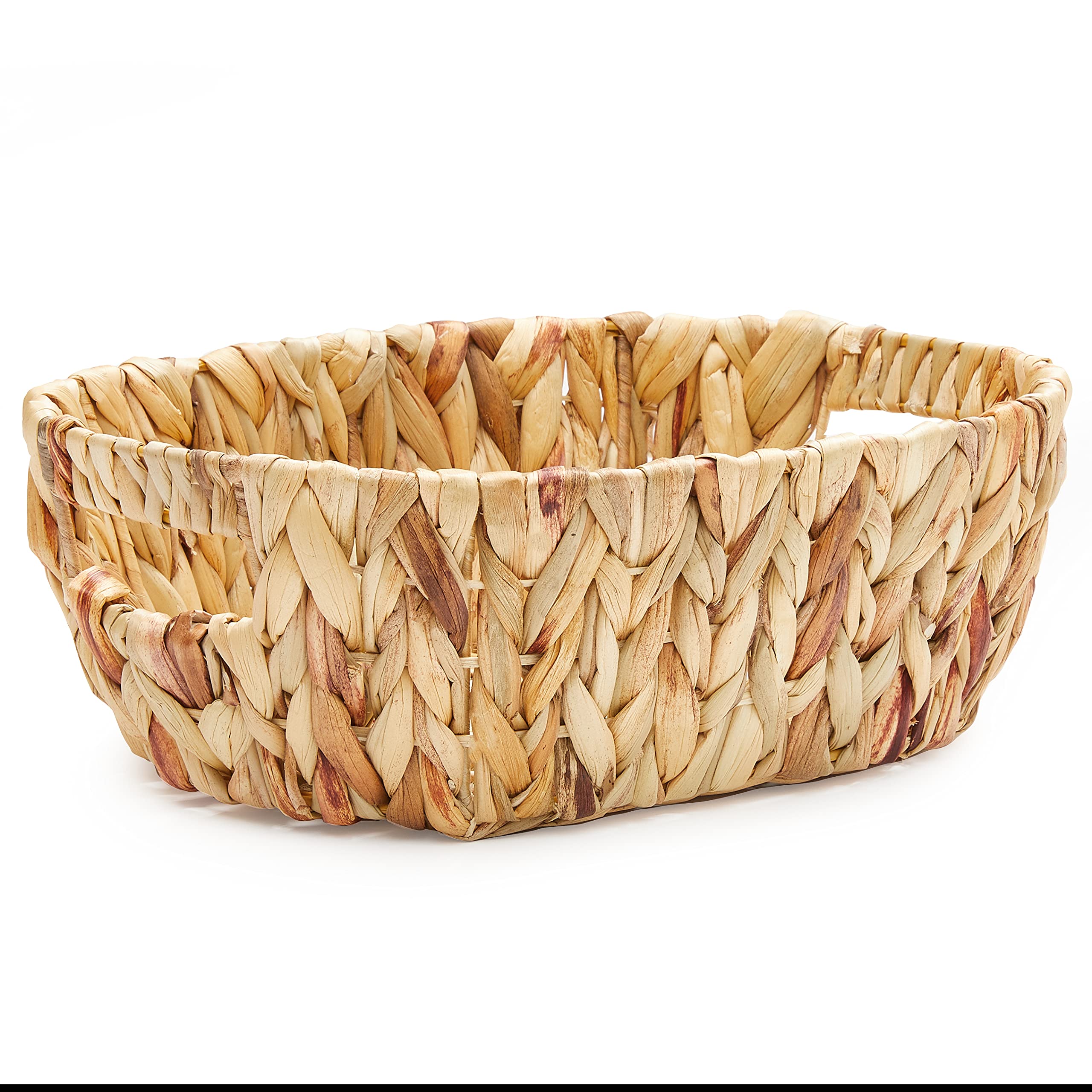 Americanflat Handwoven Water Hyacinth Storage Baskets with Handle - Set of 2 (1 Large & 1 Small) Natural Wicker Baskets for Home Organization - Perfect for Living Room, Bedroom & Bathroom Storage