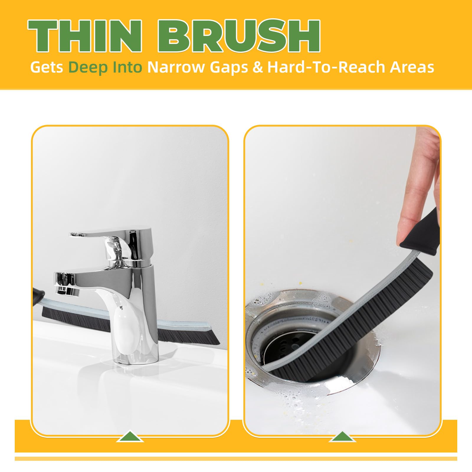 5-Piece Hard Bristle Cleaning Brush Set - Tile Grout Brush, Crevice Scrubber for Bathroom, Kitchen, Toilet & Window Tracks - Heavy Duty Gap Cleaning Tools (Black) - Perfect for Deep Cleaning Tiles, Grout Lines, Narrow Gaps and Hard-to-Reach Areas