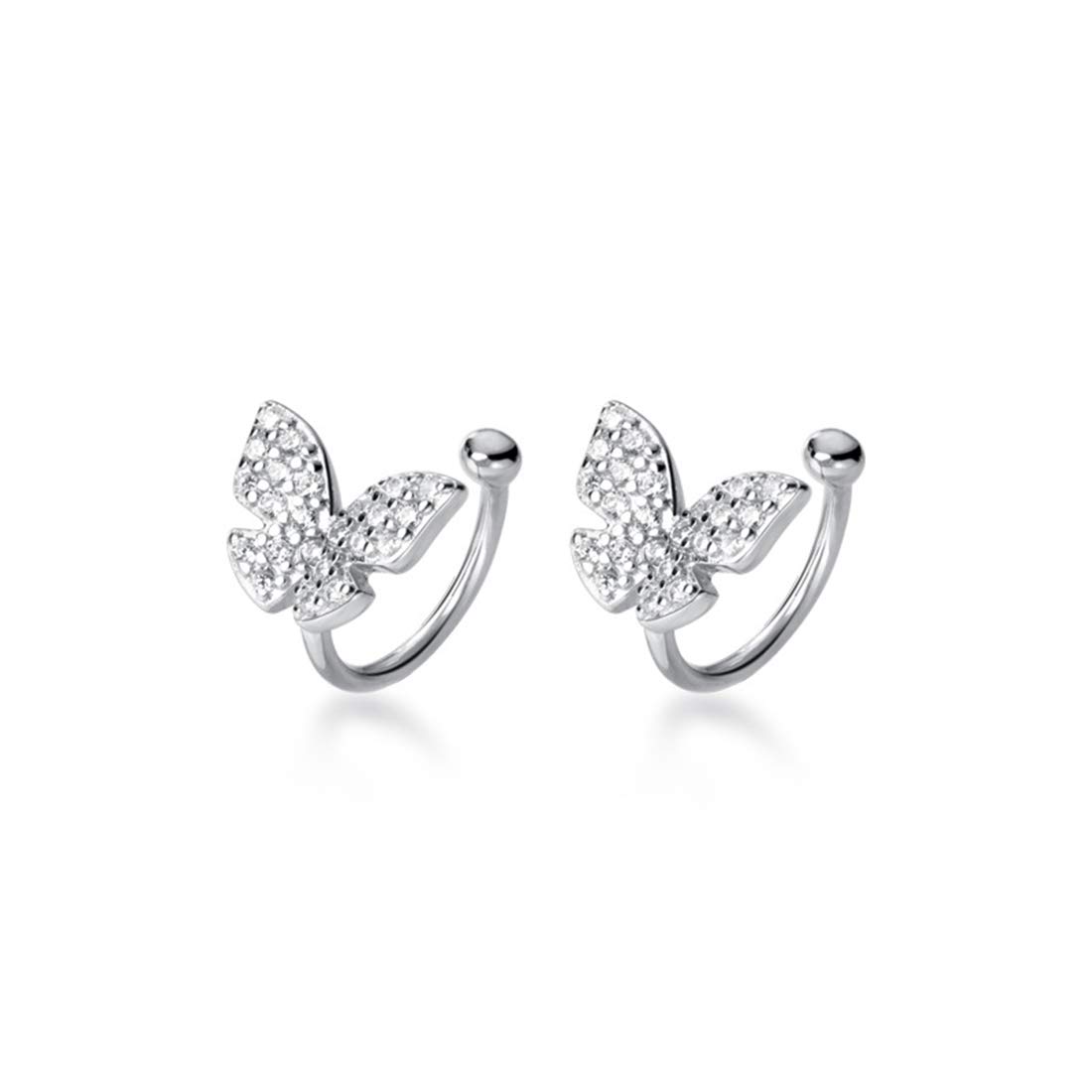 SLUYNZ 925 Sterling Silver Butterfly Earrings - No Piercing Cuff & Hoop Earrings for Women & Teens | Perfect for Everyday Wear, Parties & Gifts