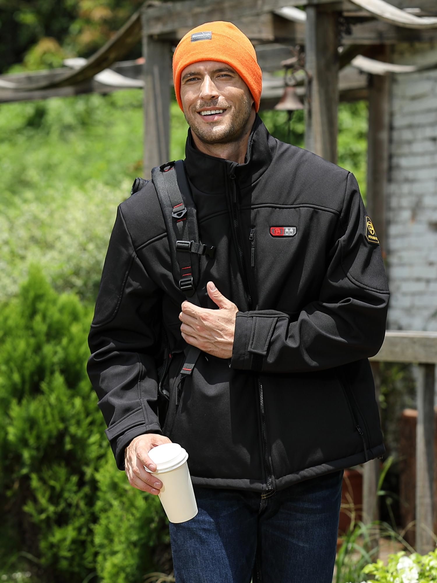PTAHDUS Men's Heated Jacket with 5 Adjustable Heat Zones - USB Rechargeable Battery Included - Winter Windproof Thermal Coat with Hand Warmer Pockets for Outdoor Activities, Camping & Hiking
