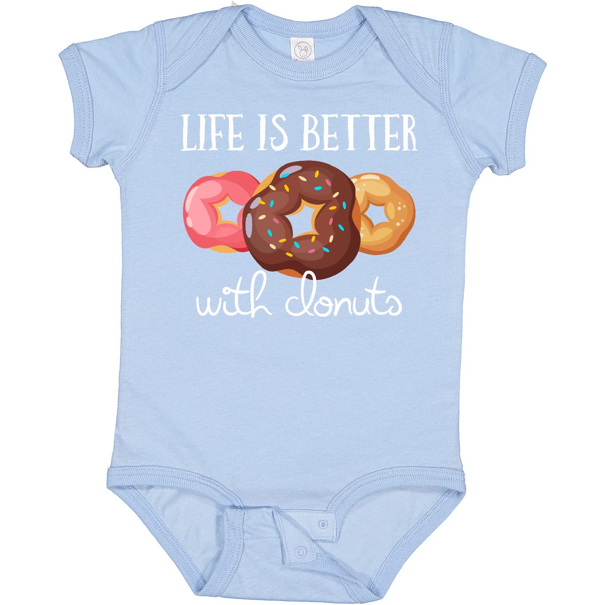 Inktastic Life Is Better with Donuts Baby Bodysuit - Cute & Comfortable Cotton Onesie for Infants - Perfect for Birthday Gifts, Photo Shoots & Everyday Wear