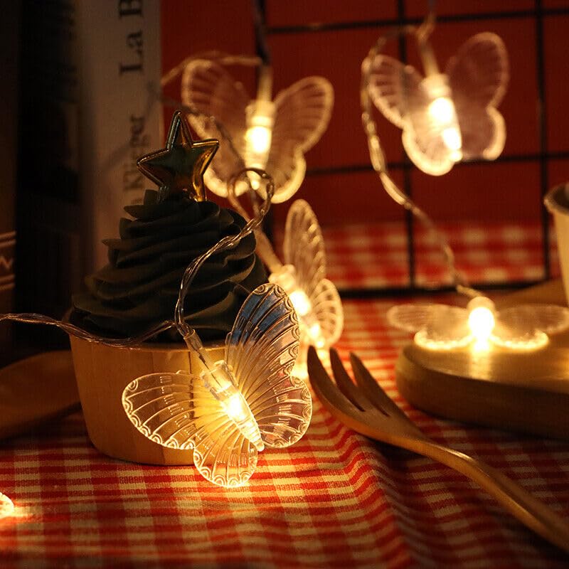 Dragonfly String Lights 10ft 20 LED Battery Powered Fairy Lights - Retro Copper Wire Butterfly Lights for Christmas Tree, Garden, Wedding, Party, Holiday & Summer Decorations - Indoor Outdoor Decorative Lighting