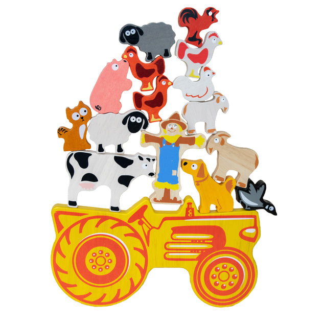 Begin Again Tractor Stacking Balancing Game & Playset - Fun Wooden Stacking Toys for Kids - Perfect for Preschool Learning, Family Game Night & Montessori Activities
