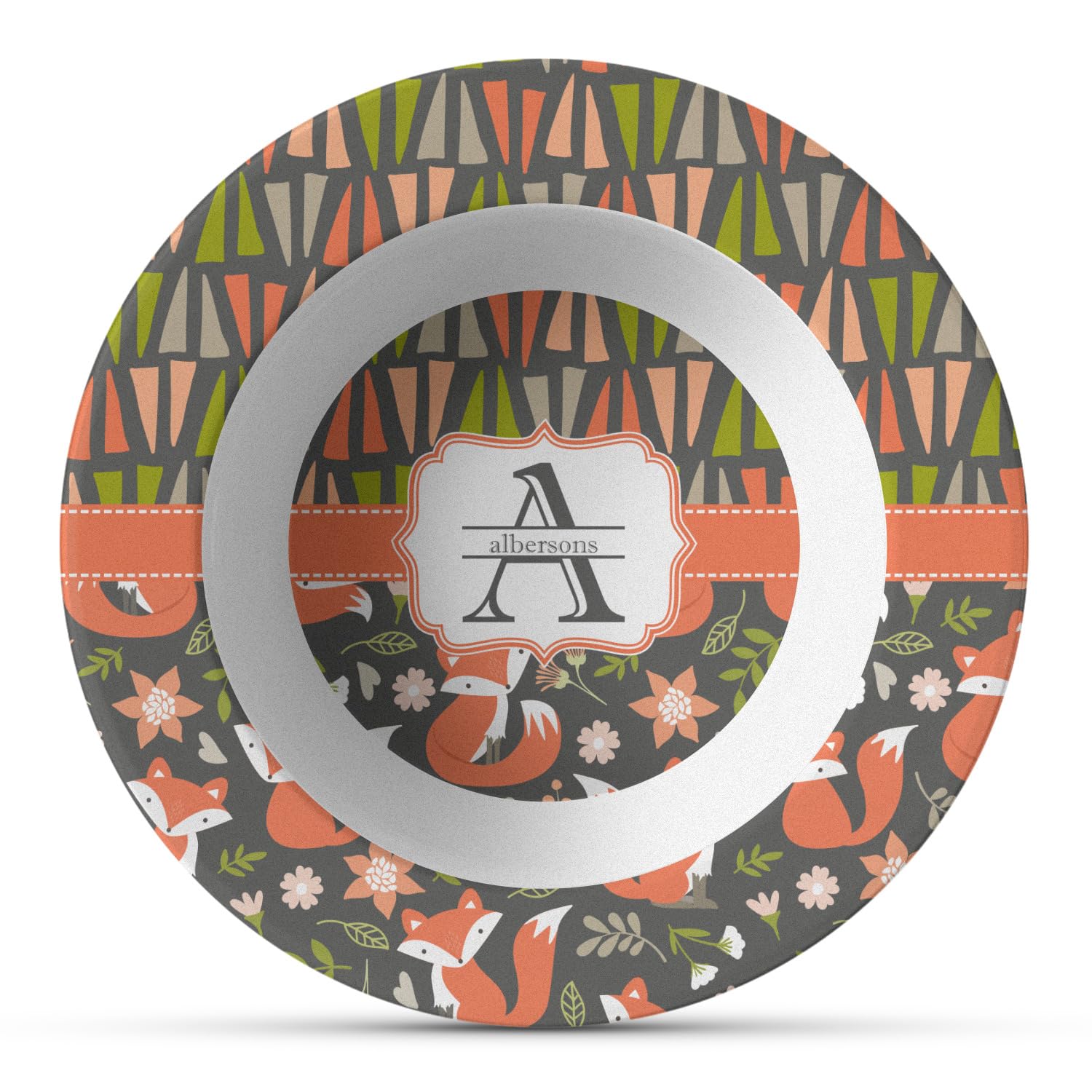 Personalized Fox Trail Floral Plastic Bowl - Microwave & Dishwasher Safe - Durable Composite Polymer - Perfect for Salads, Snacks & Meal Prep