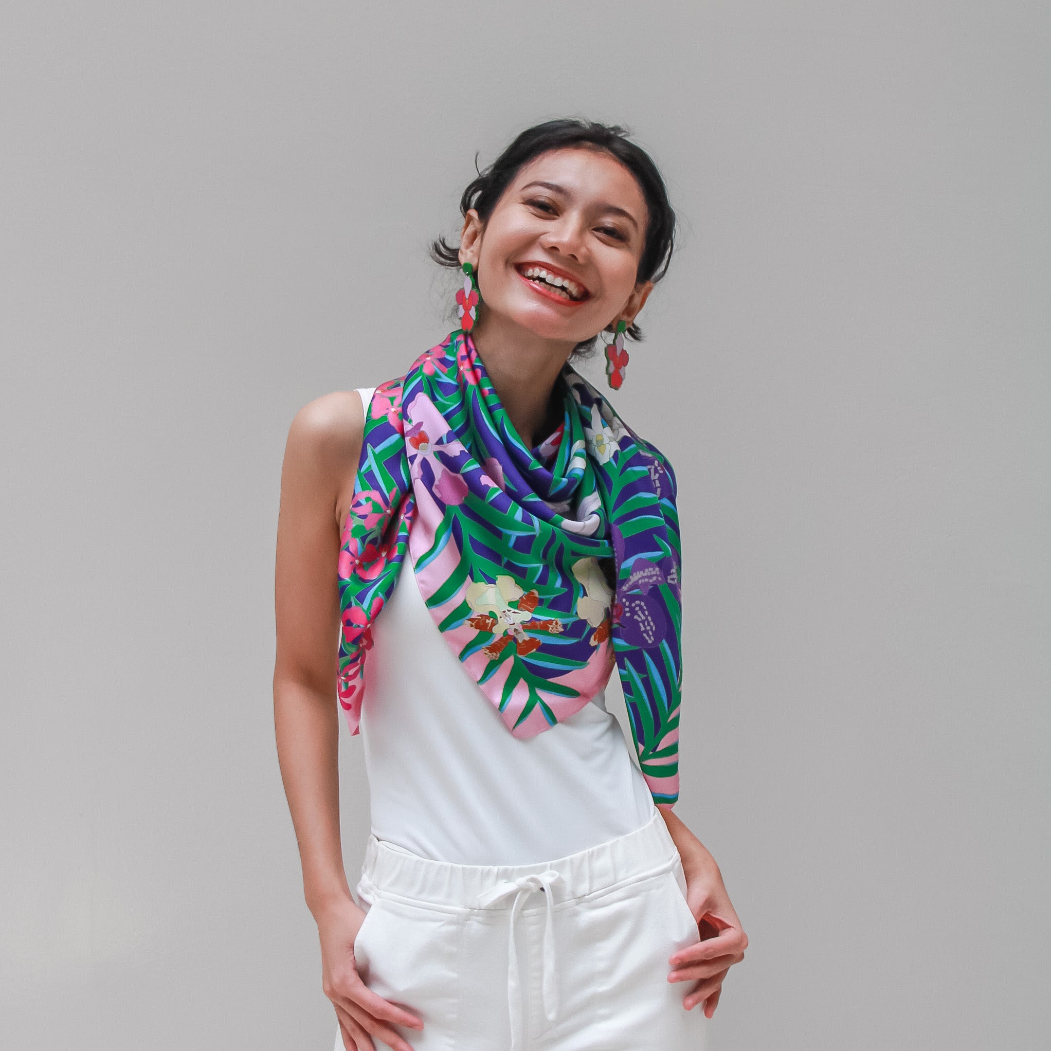 Premium Silk Scarf - Elegant Floral Design for Women, Luxury Fashion Accessory, Perfect for Parties, Weddings & Special Occasions