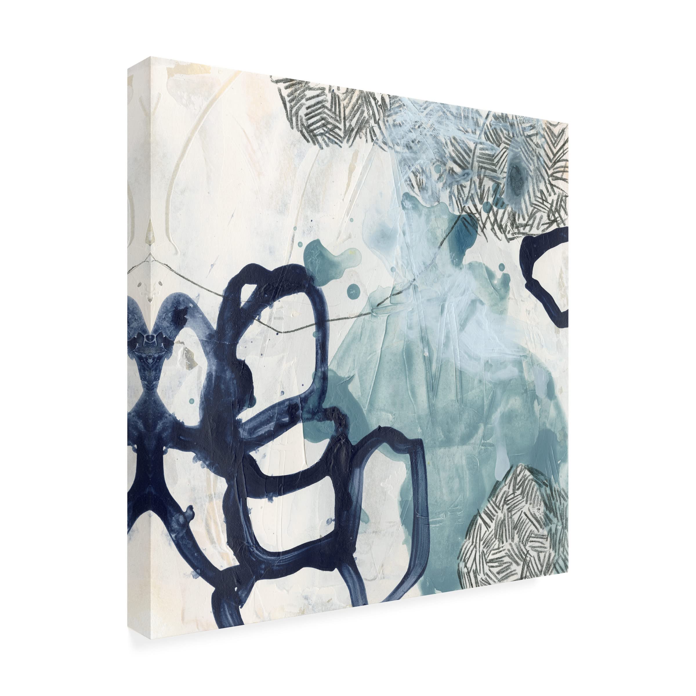 June Erica Vess 'Blue Slate IV' 35x35 Canvas Wall Art - Modern Abstract Painting for Living Room, Bedroom & Office Decor