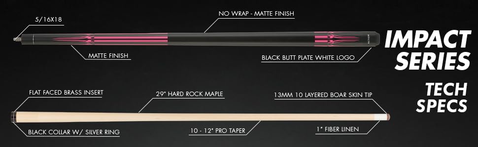 Action Impact Billiards Pool Cue Stick - Purple Camo Design for Professional & Recreational Play | Perfect for Home Game Rooms, Bars & Tournaments