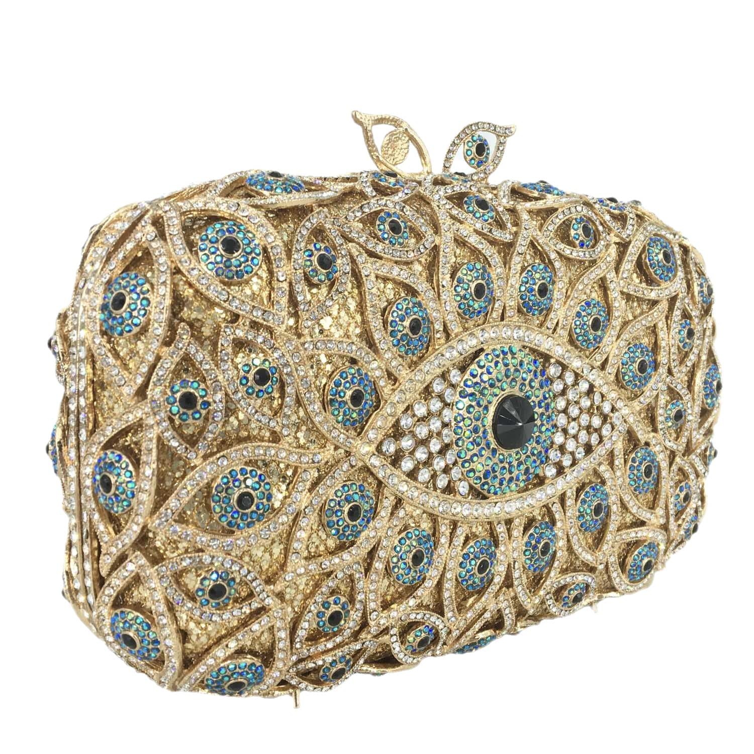 FGG Evil Eye Crystal Clutch Bag for Women - Elegant Rhinestone Evening Purse for Wedding, Party & Prom - Mini Handbag for Special Occasions & Night Out Accessories