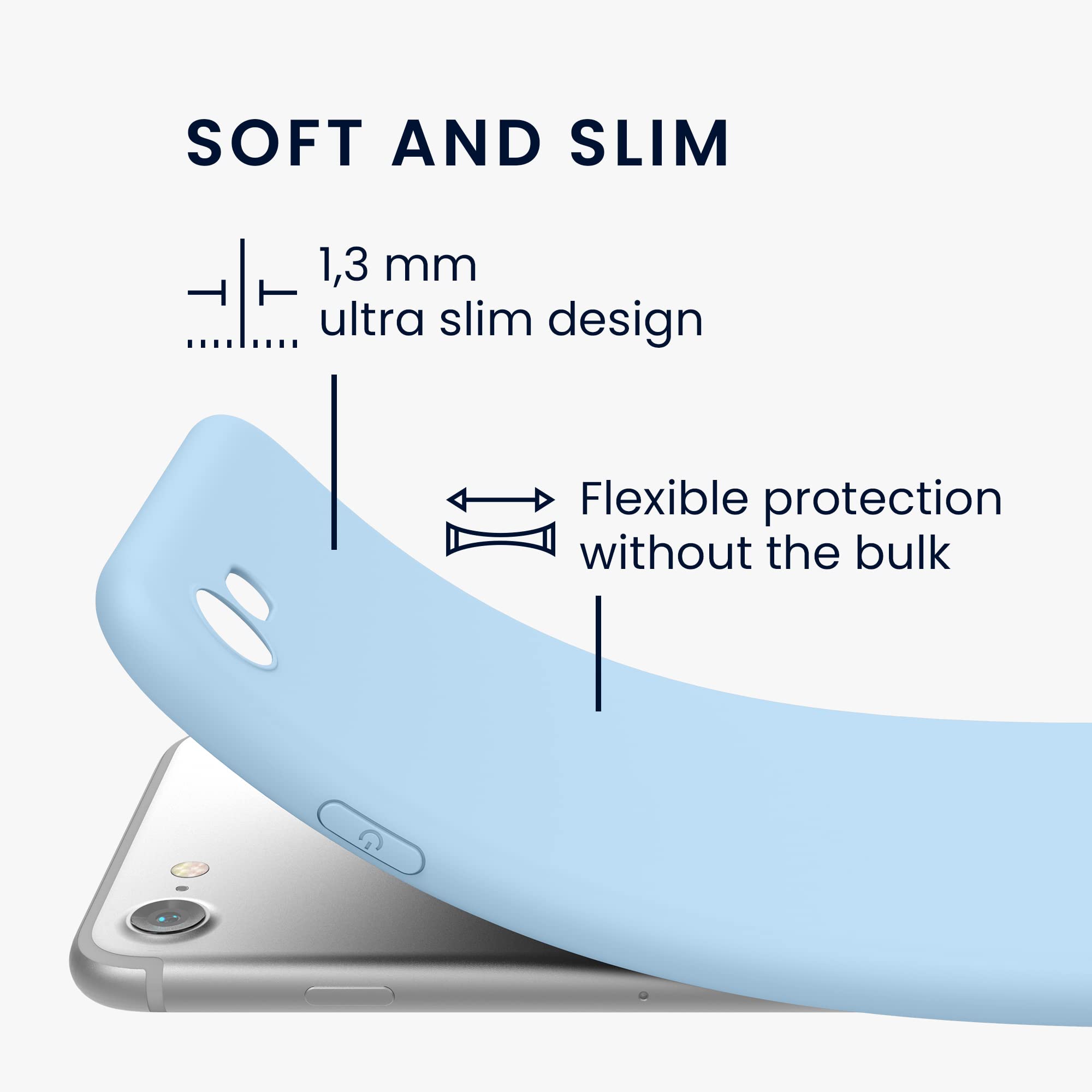 kwmobile Slim TPU Case for Apple iPhone SE (2022/2020) & iPhone 8/7 - Protective Soft Matte Cover in Light Blue | Perfect for Everyday Use & Drop Protection