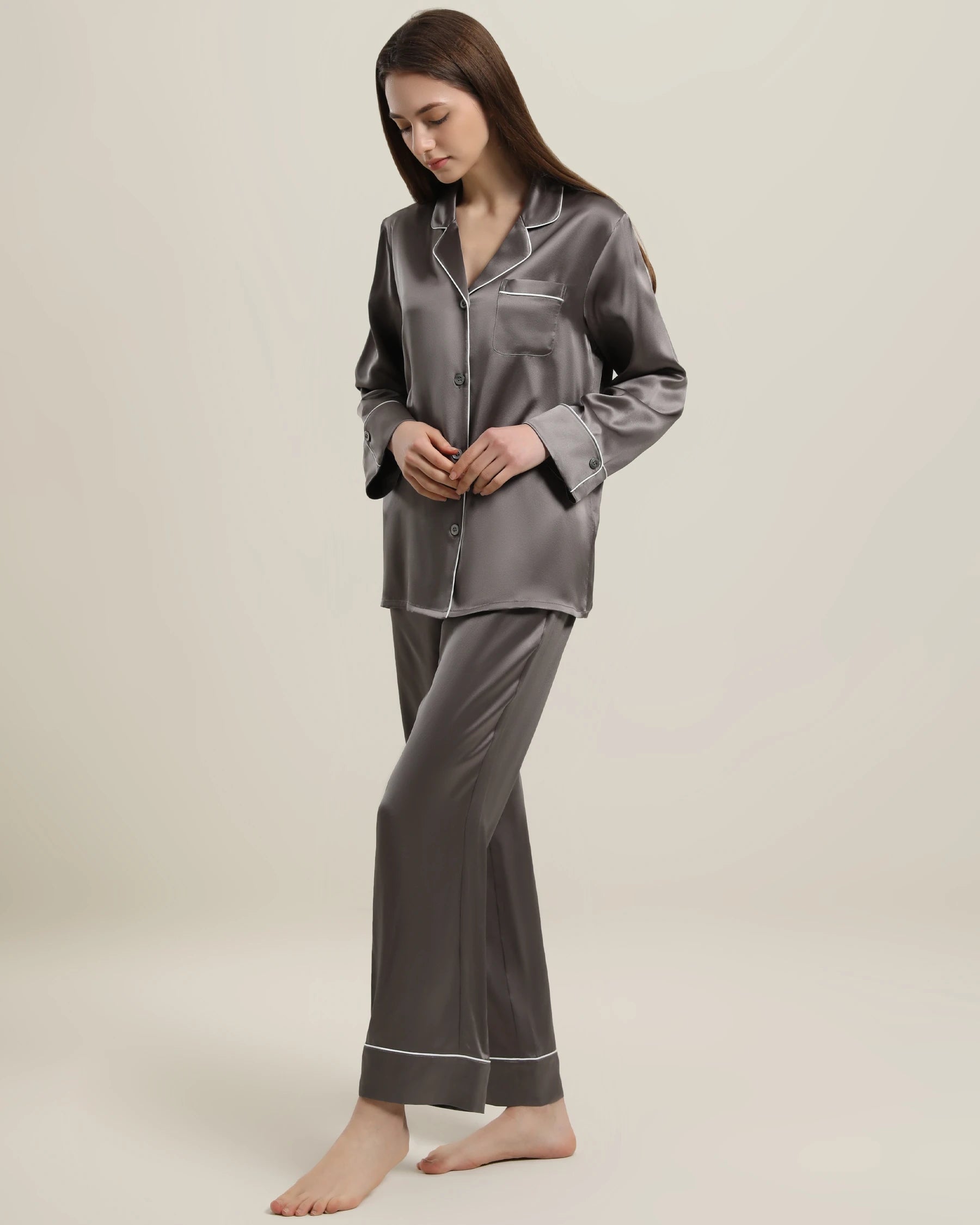 22 Momme Classic Silk Pajamas Set for Women - Luxurious 100% Mulberry Silk Sleepwear - Soft & Breathable Nightwear for Comfortable Sleep & Relaxation at Home