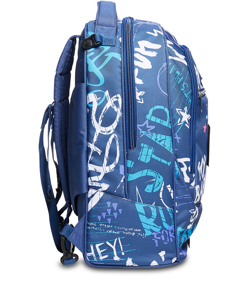 3-Wheel LED School Trolley Backpack - Detachable & Stylish for Girls - Twilight Blue