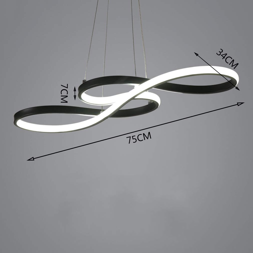 Modern LED Pendant Light - Dimmable Adjustable Chandelier Ceiling Fixture, 40W 75cm Black Hanging Lamp for Living Room, Dining Room & Kitchen Island Lighting | Perfect for Contemporary Home Decor & Restaurant Ambiance