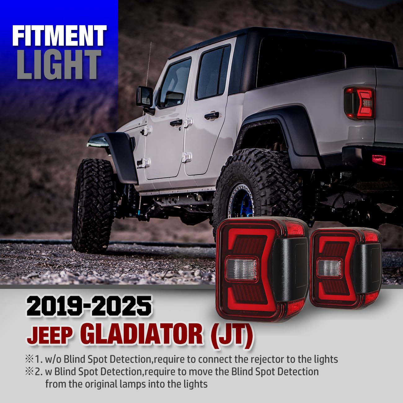 **AUTOWIKI LED Tail Lights for 2019-2025 Jeep Gladiator JT - Black Red Lens Sequential Turn Signal Lights (1 Pair) - Direct Replacement Rear Lamps - Perfect for Off-Roading & Night Driving**
