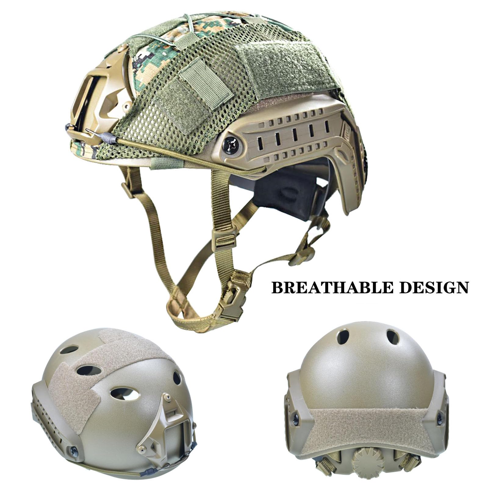 Tactical Airsoft & Paintball Fast Helmet Set with Adjustable Size, Memory Foam Padding - Protective Gear for Adults & Teens | Outdoor Combat Games, Military Simulation, Airsoft Battles
