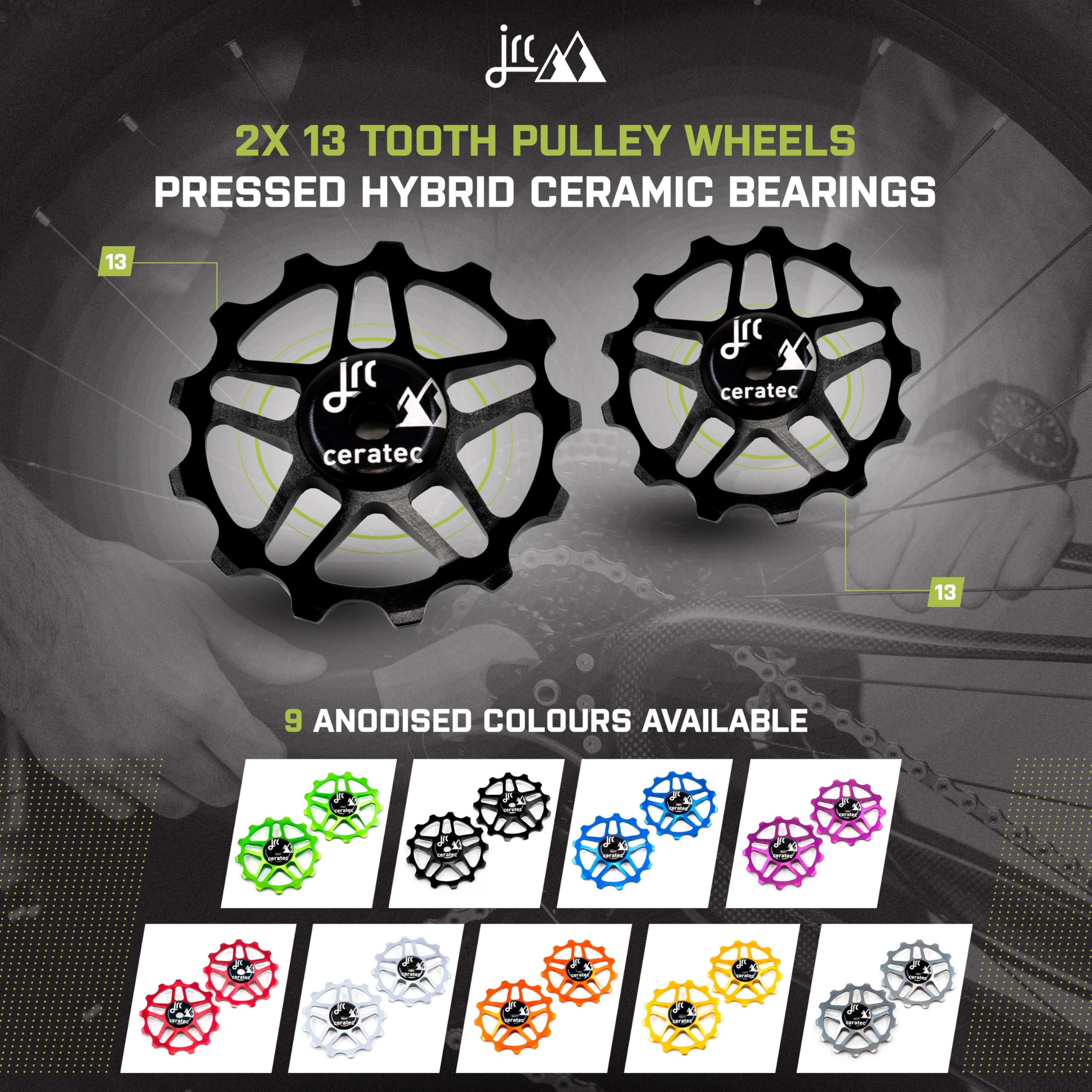 Shimano MTB 12SPEED 13T Jockey Wheels Pair - Ceramic Derailleur Pulley Wheels with Hybrid Ceramic Bearings for Smooth Shifting | Perfect for Mountain Biking, Trail Riding & Off-Road Cycling