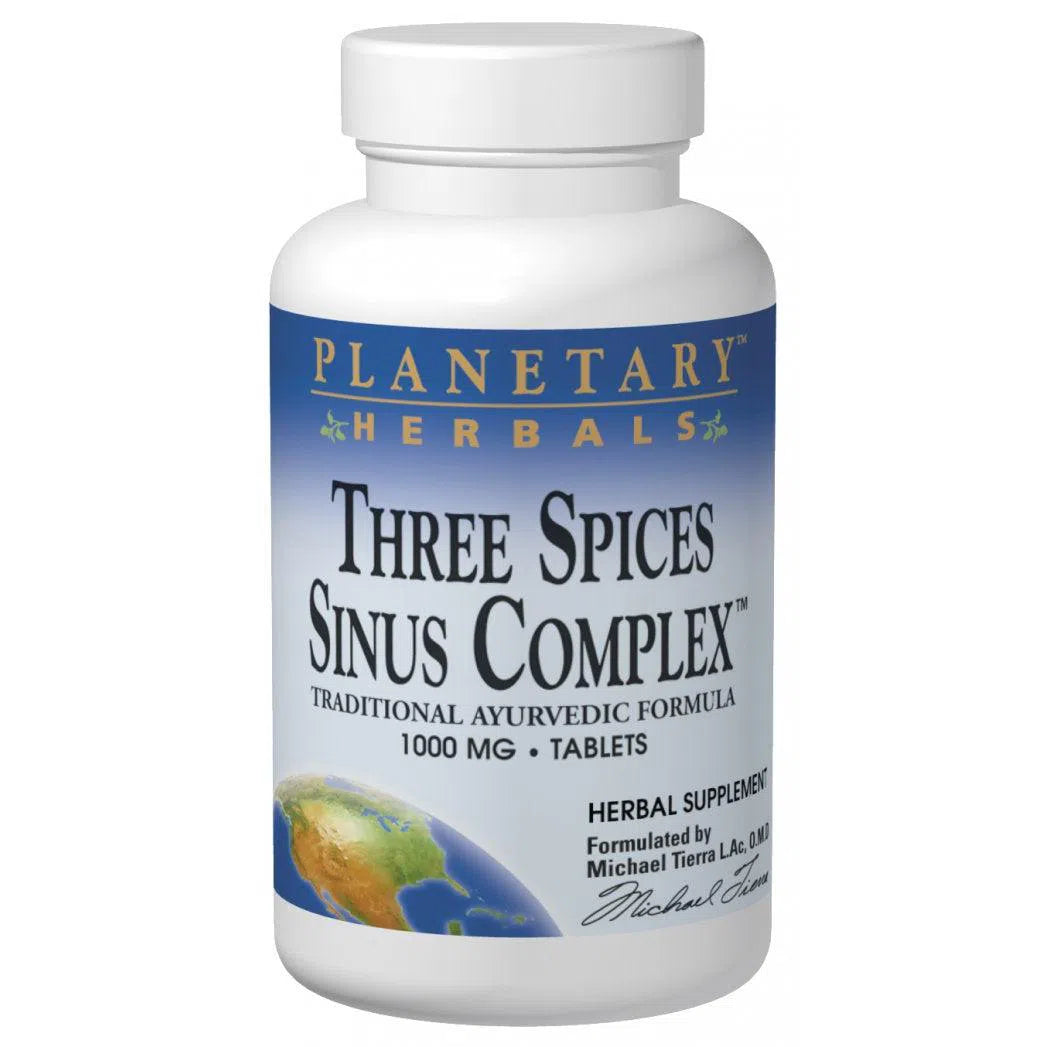 Planetary Herbals Three Spices Sinus Complex 1000mg - Herbal Supplement for Sinus Relief & Nasal Congestion - Supports Respiratory Health & Seasonal Comfort