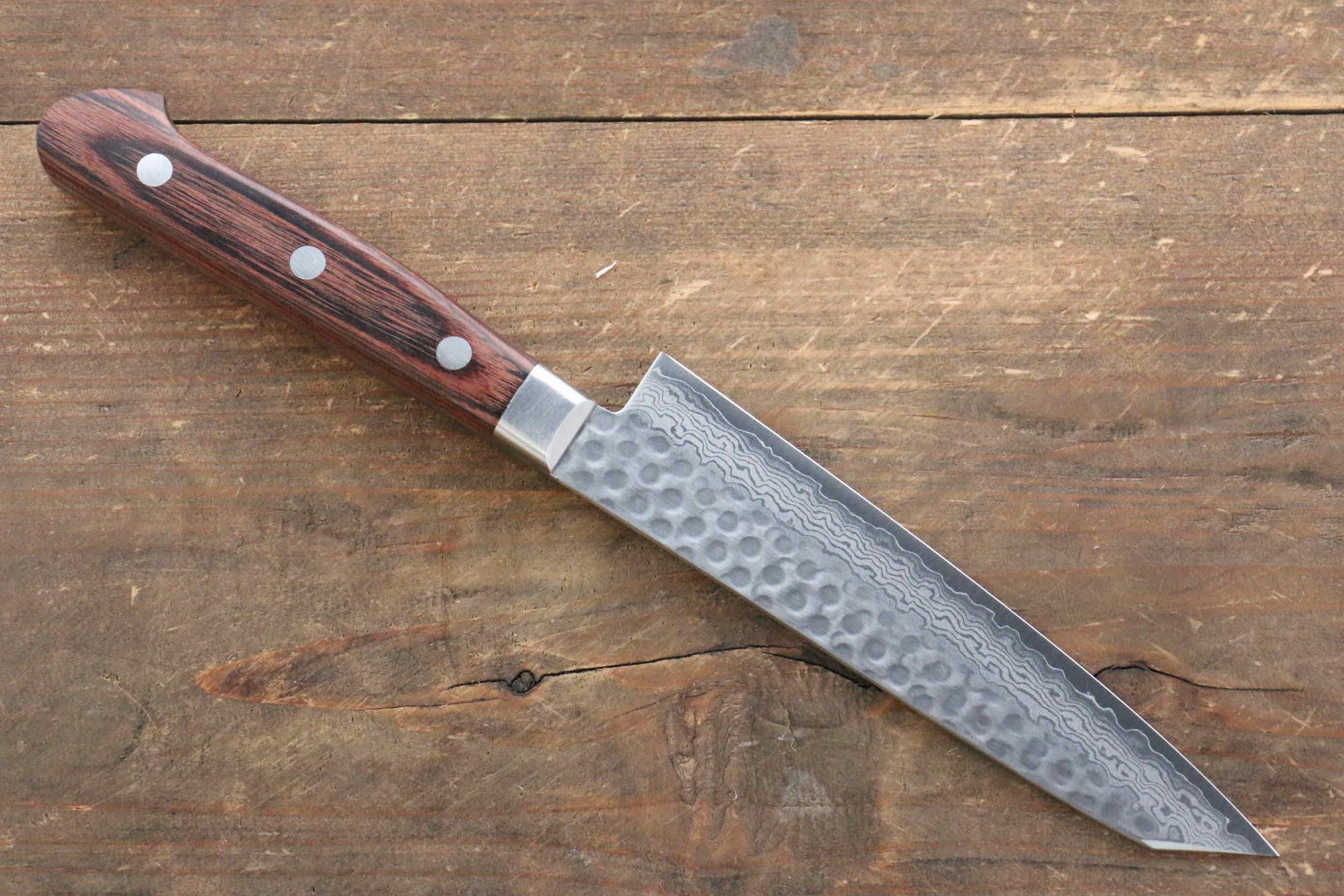 Jikko VG10 17-Layer Kiritsuke Petty Utility Knife 125mm - Japanese Stainless Steel Blade with Mahogany Handle - Perfect for Sushi, Vegetables & Precision Kitchen Tasks