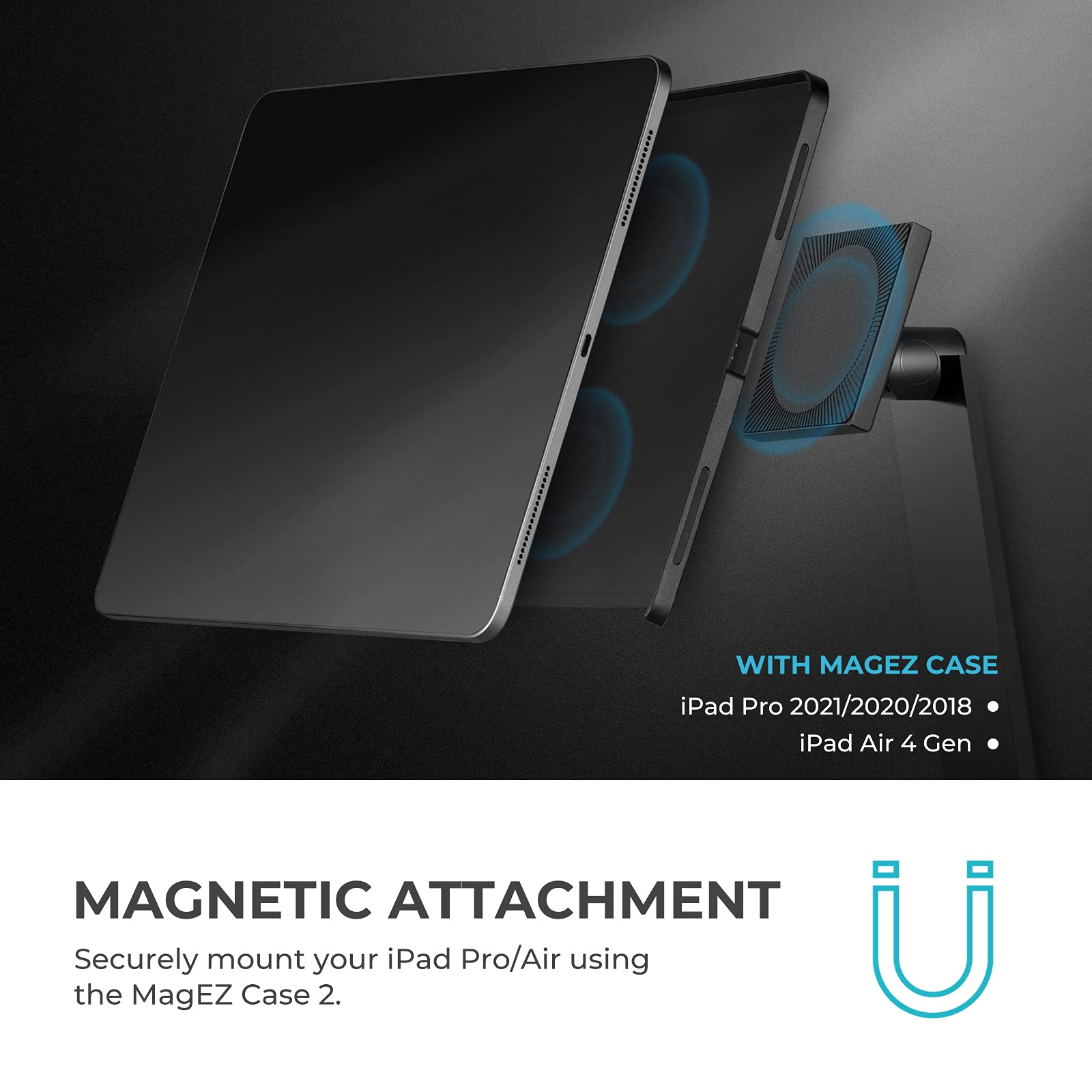 PITAKA Magnetic Case & Stand for iPad Pro 12.9 inch (2021/2022 5th/6th Gen) with 15W Wireless Charger - Premium iPad Holder & Smartphone Charging Base for Home, Office & Travel Use