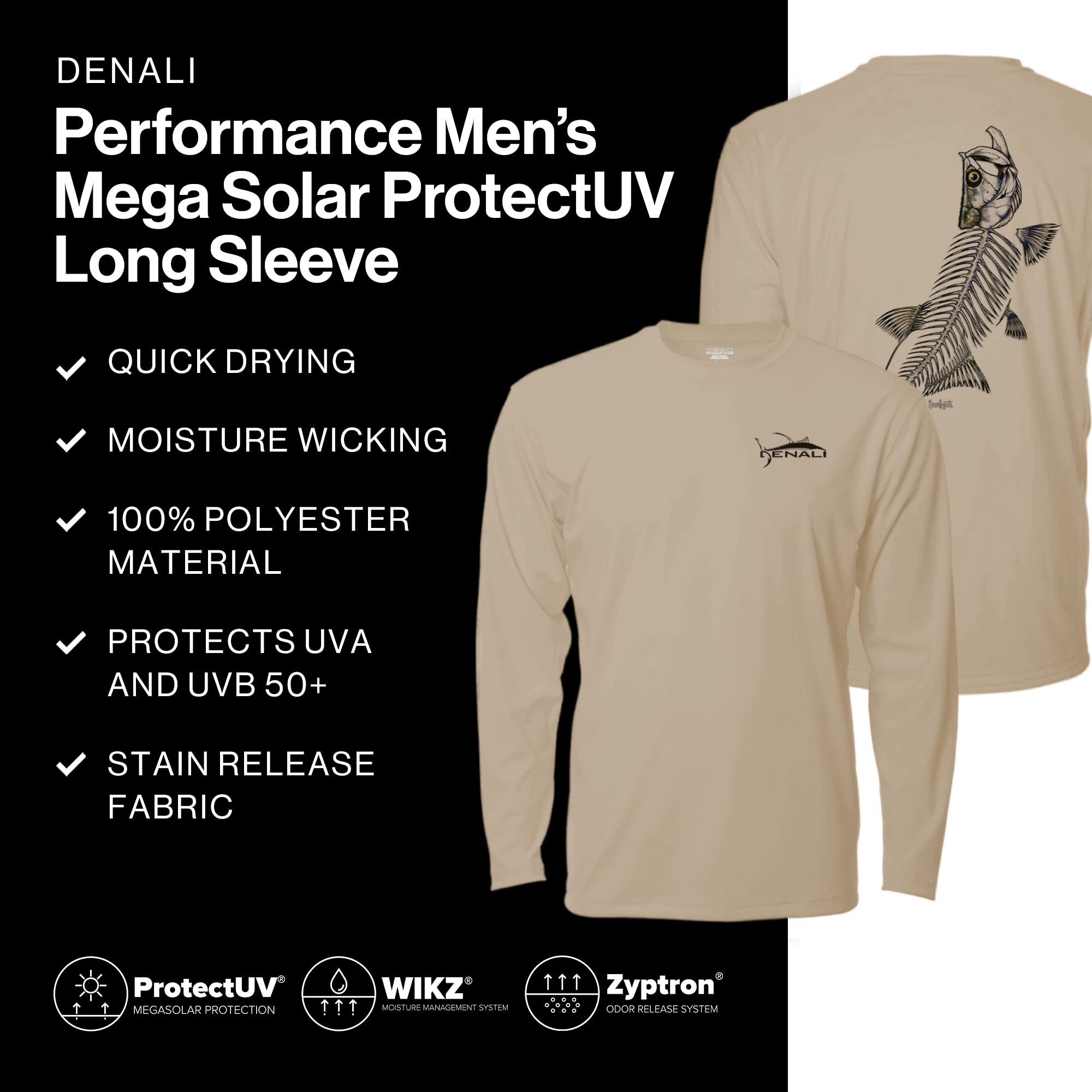 Denali Performance Men's UPF 50+ Sun Protection Long Sleeve Shirt - Moisture Wicking Fishing & Outdoor UV Shirt in Tarpon Ice Blue - Ideal for Hiking, Boating and Summer Activities