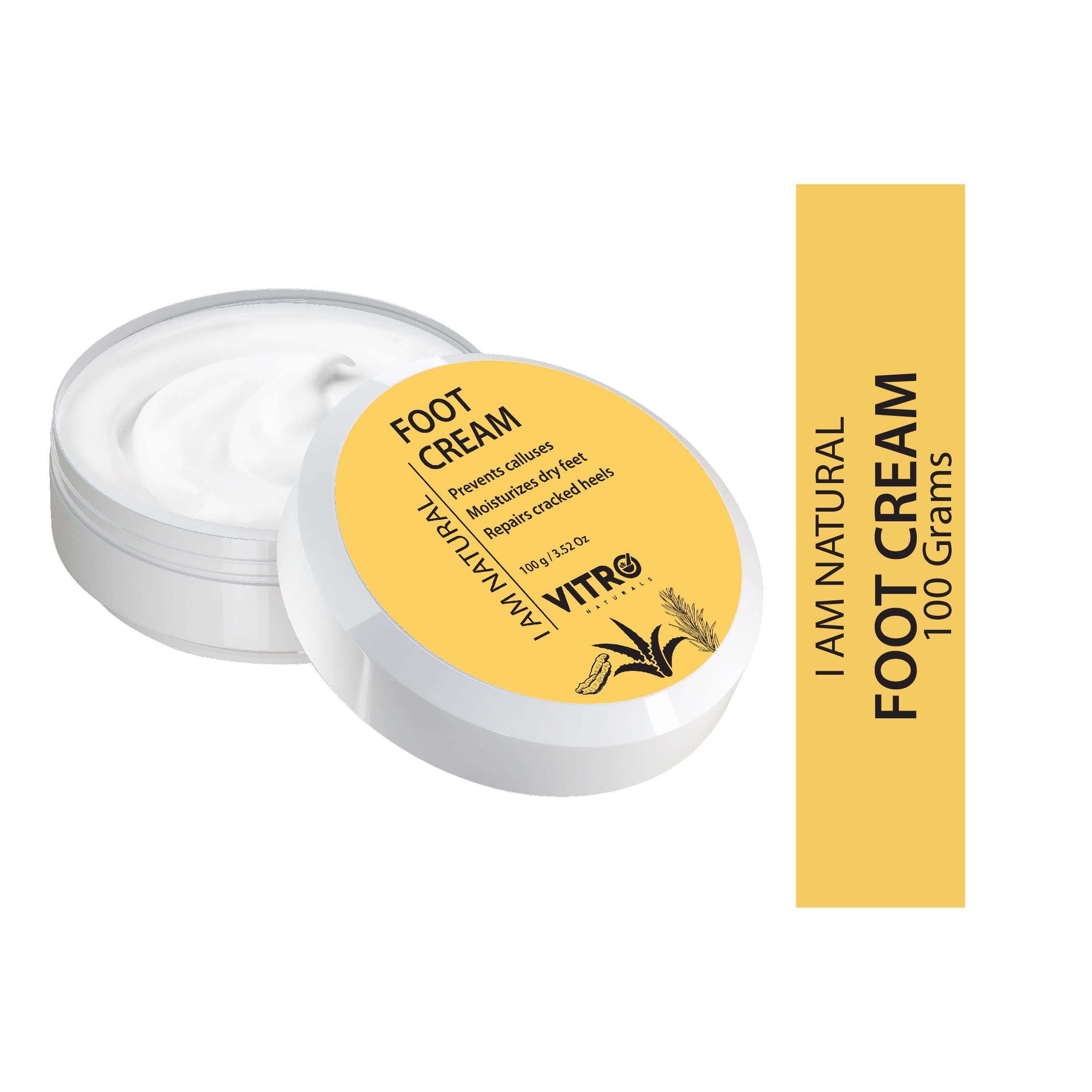 Vitro Foot Cream for Rough, Dry & Cracked Heels - Moisturizing Foot Repair with Aloe Vera, Beeswax & Glycerin - Best for Cracked Heel Treatment & Dry Skin Relief at Night