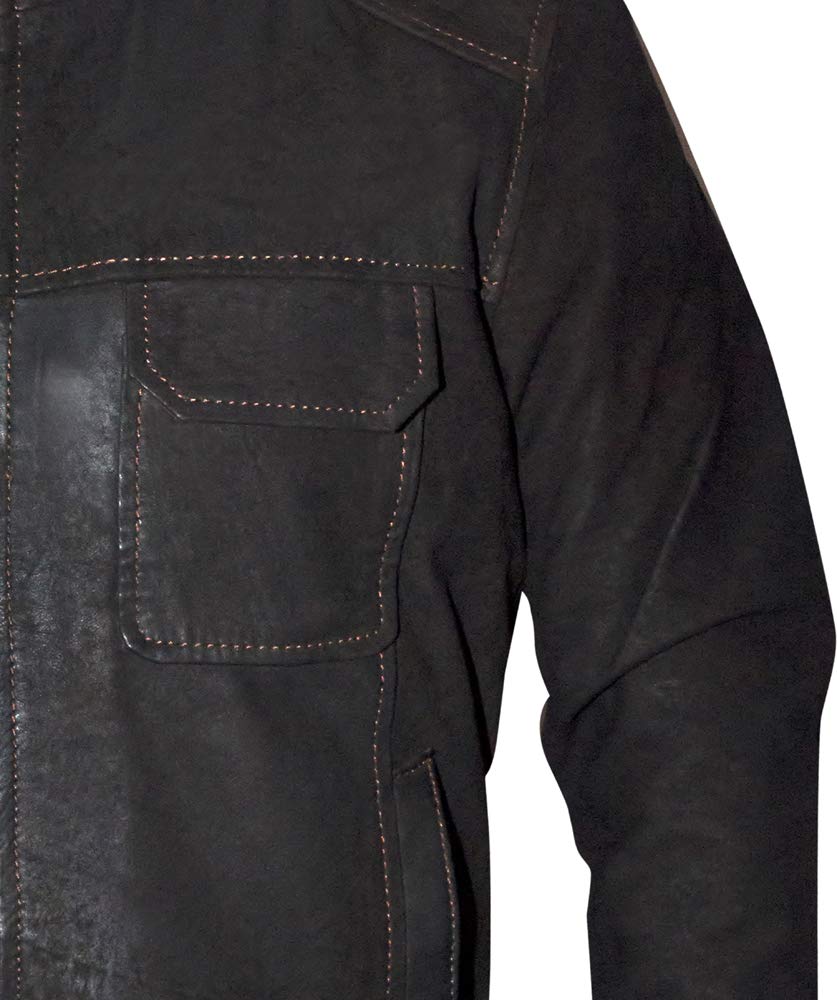 Men's Genuine Sheepskin Leather Jacket - Fashionable Rub Buff Finish Style for Winter & Casual Wear - Perfect for Motorcycle Riding & Outdoor Activities