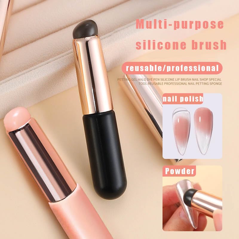 2pcs Soft Silicone Nail Art Stampers for French Tips - DIY Nail Stamping Manicure Kit with Brushes & Printer - Perfect for Home Manicures, Salon Nail Art & Professional Stamping Designs
