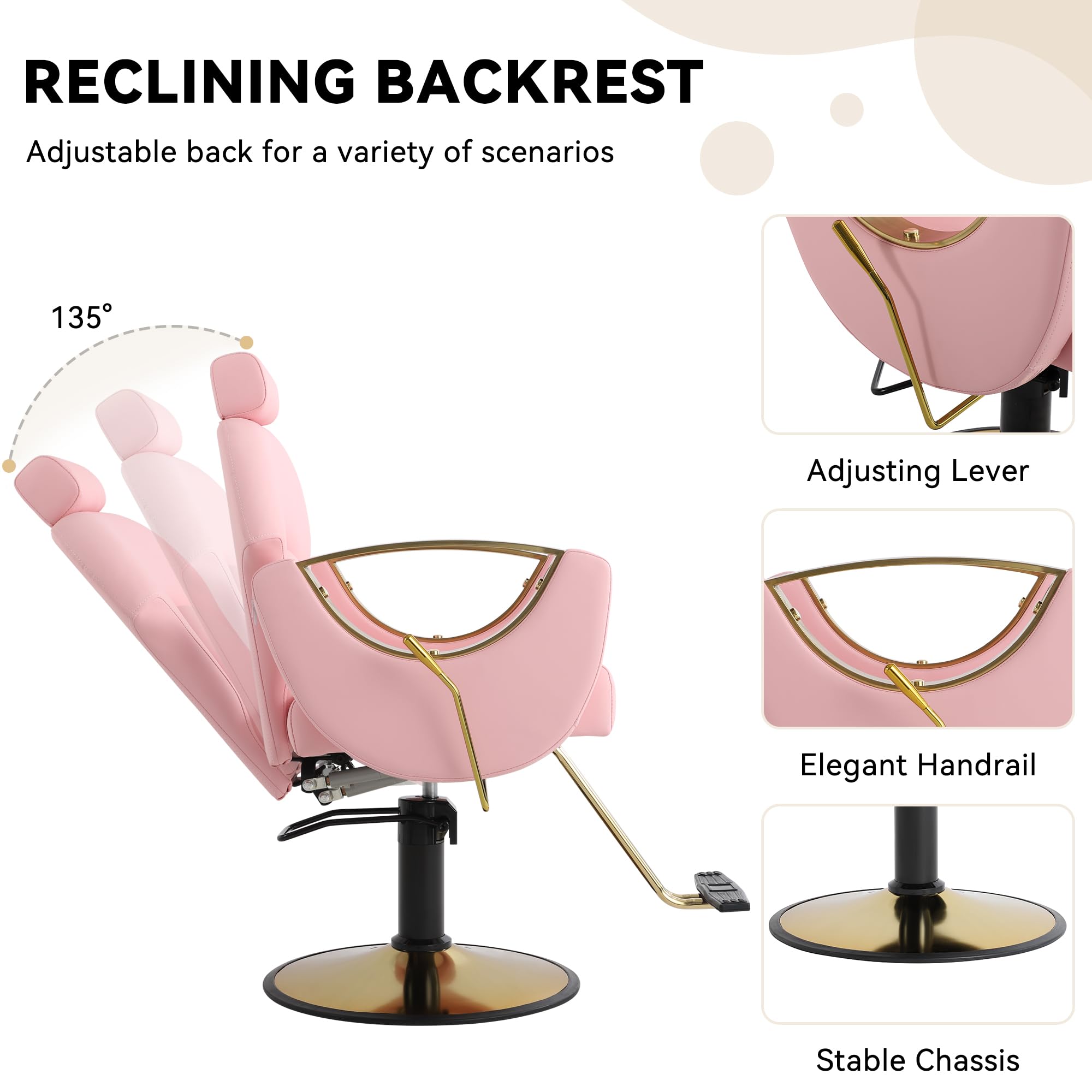 Professional Salon Chair for Hair Stylists & Barbers - Adjustable Hydraulic Barber Chair with Headrest, Extra Thick Cushion & Heavy-Duty Steel Frame | Perfect for Hair Salons, Barber Shops & Home Use