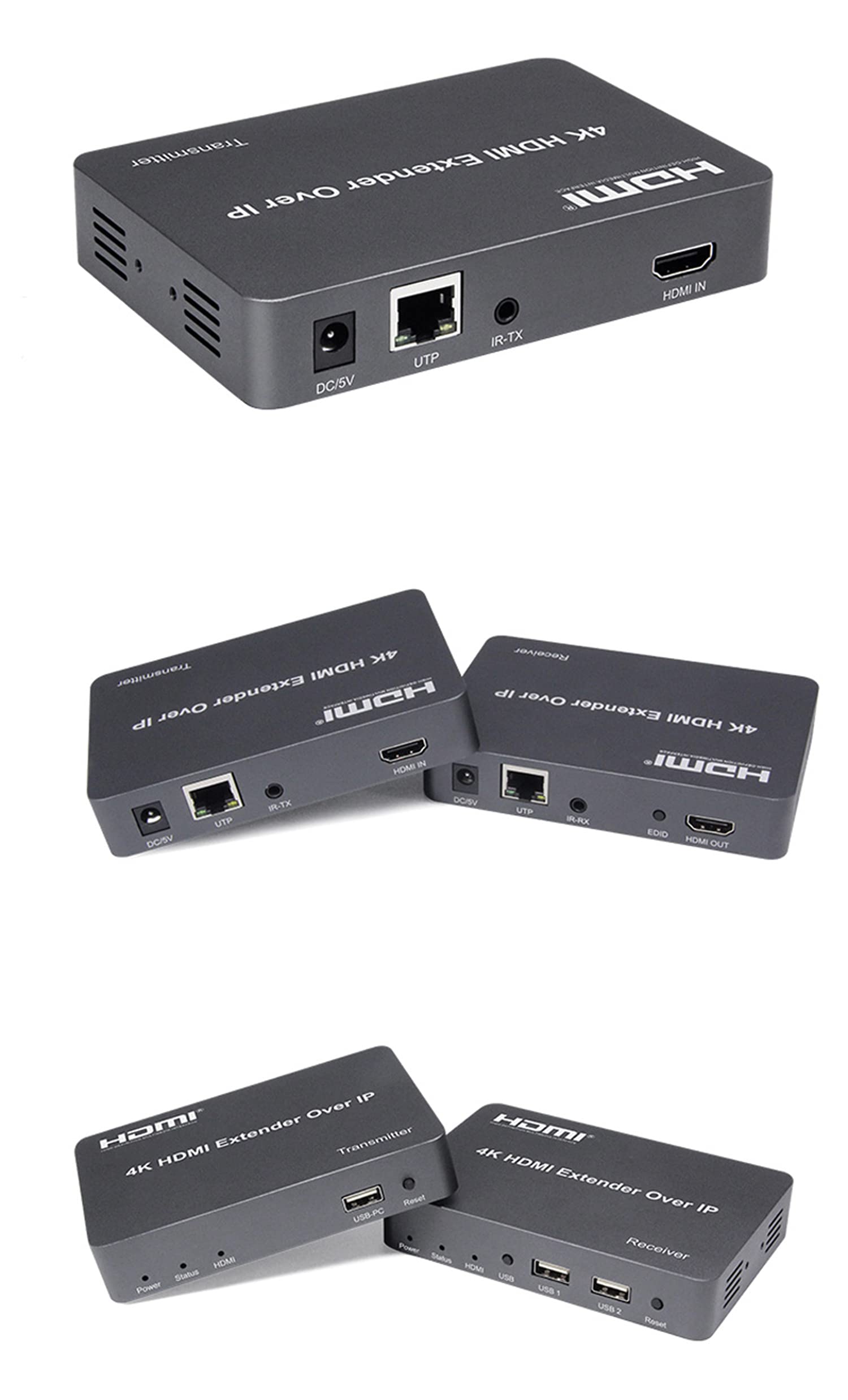 4K HDMI KVM Extender Over IP - 150M Long Distance USB Keyboard Mouse Extender via RJ45 Cat5e/Cat6 Ethernet Cable with Zero Latency | Perfect for Data Centers, Server Rooms & Remote Workstations