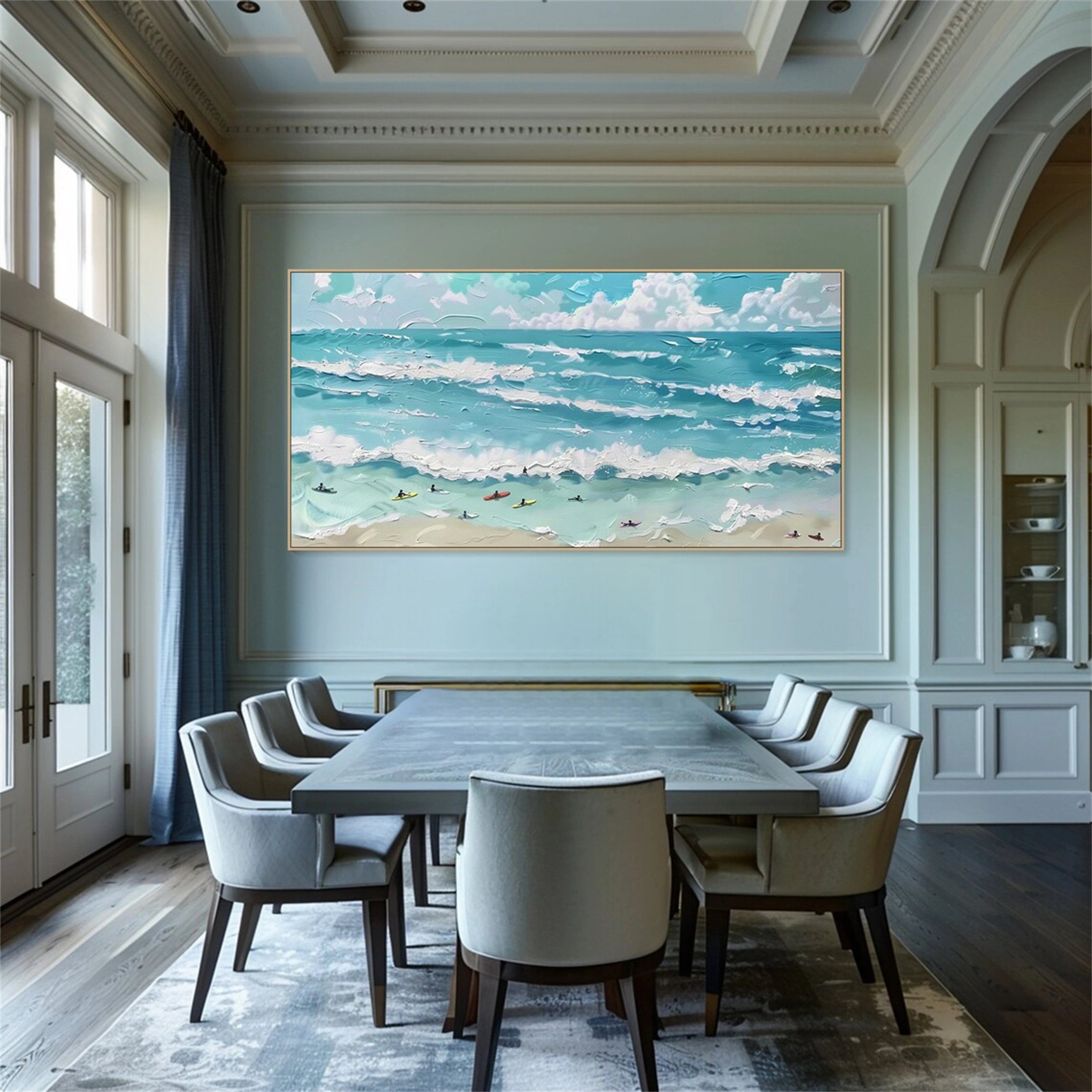 Ocean and Sky Painting #OS 074 - Handmade Canvas Wall Art for Home & Office Decor - Perfect for Living Room, Bedroom or Beach House