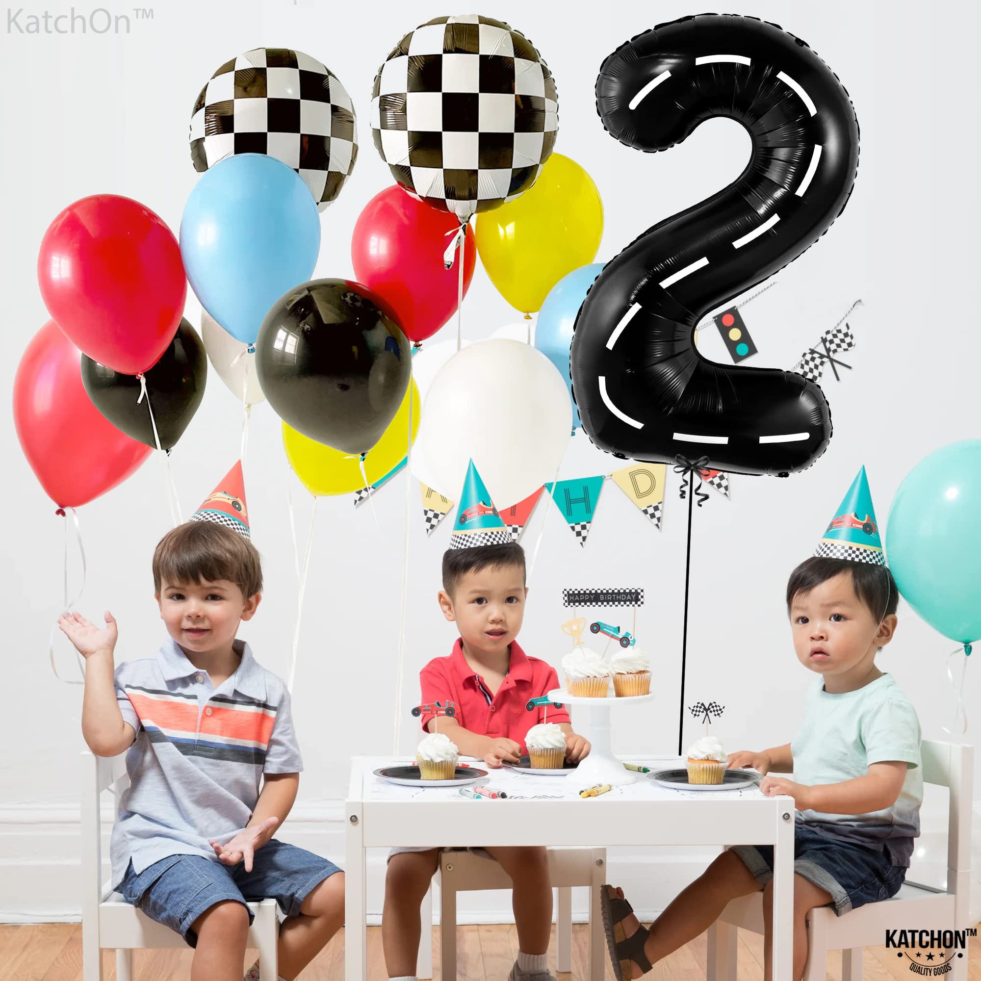 KatchOn Giant 40 Inch Two Fast Balloons - Number 2 Balloon for Two Fast Birthday Party Decorations | Perfect for Two Fast Themed Parties, Baby Showers & Curious Boy Birthday Celebrations