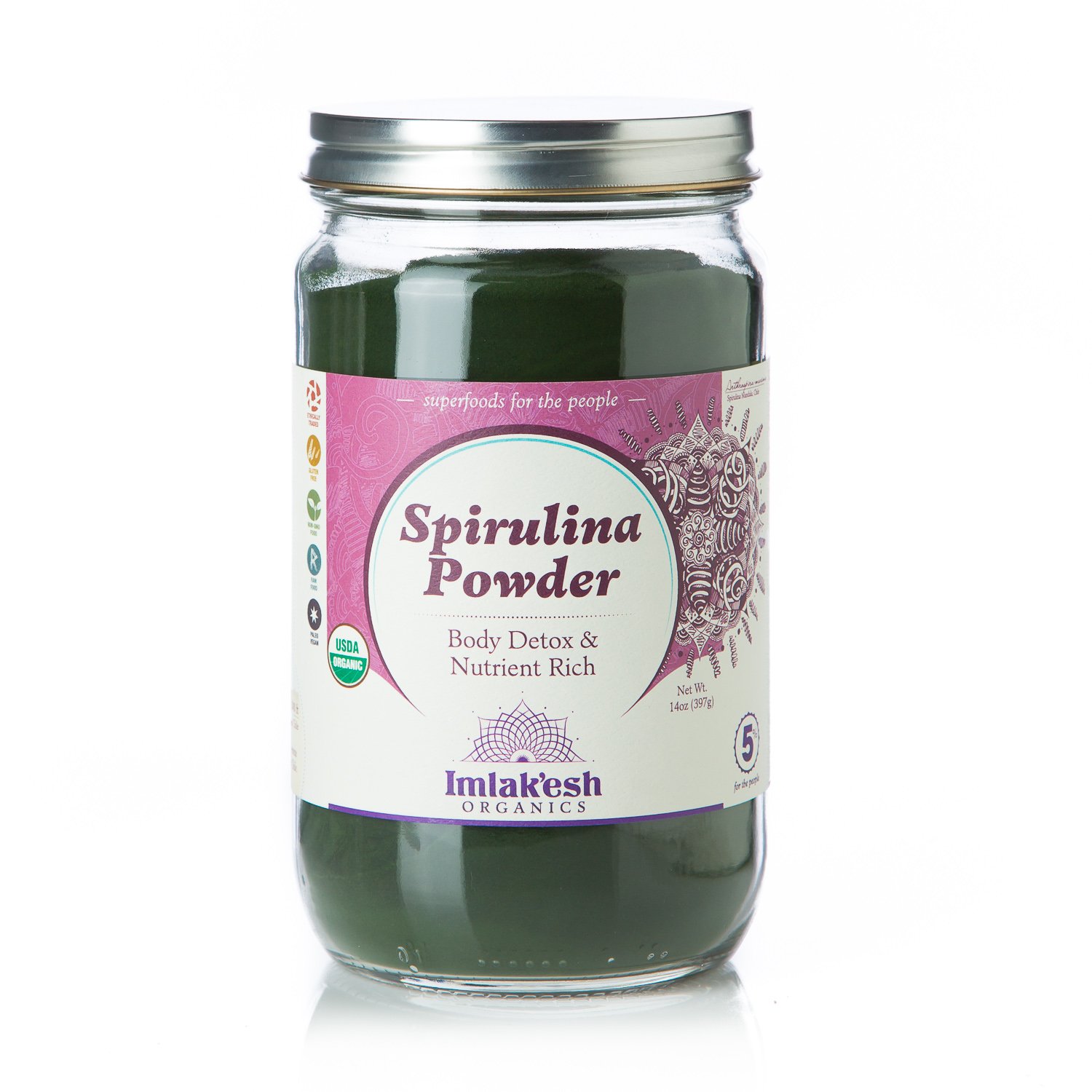 Organic Spirulina Powder - Blue-Green Algae Superfood with Protein & Antioxidants | Vegan, Non-GMO, Gluten-Free | 14oz Glass Jar | Boost Energy, Detox & Immune Support for Smoothies, Juices & Healthy Recipes