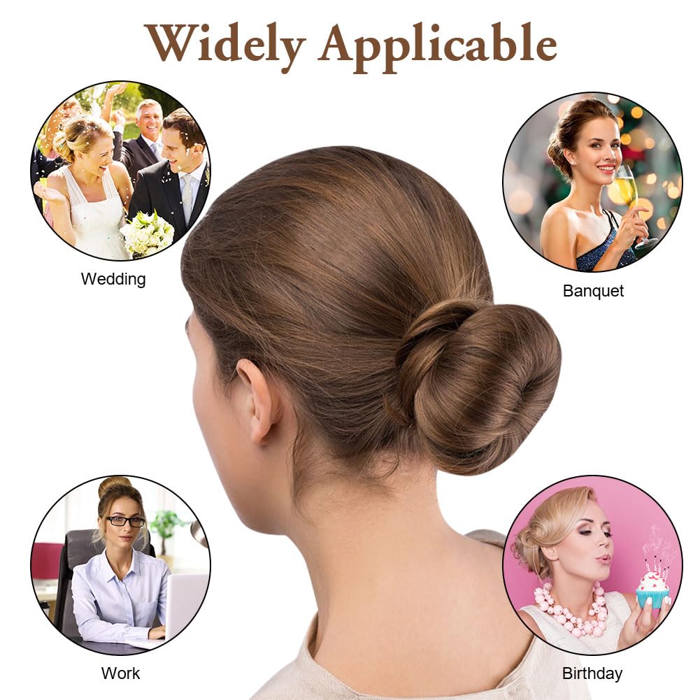 URAQT Magic Bun Maker Set - 2 Piece Hair Bun Maker for Women & Girls, French Twist Hair Accessories (Light Brown) - Perfect for Parties, Weddings & Everyday Hairstyles