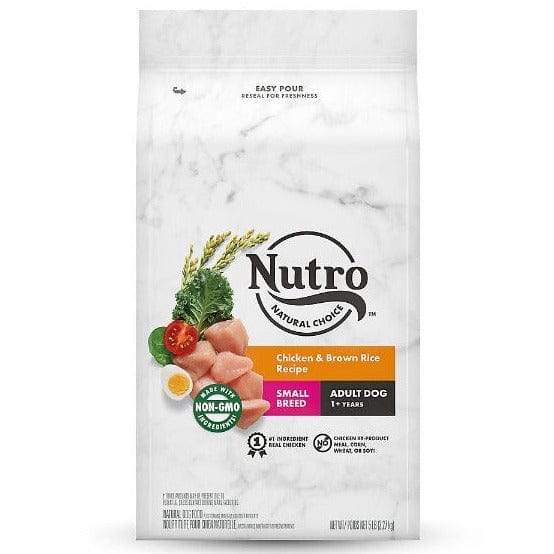 Nutro Natural Choice Small Breed Adult Dry Dog Food with Chicken & Brown Rice - 5lb Bag | High Protein, Grain-Inclusive Kibble for Small Dogs - Perfect for Daily Meals & Training Treats