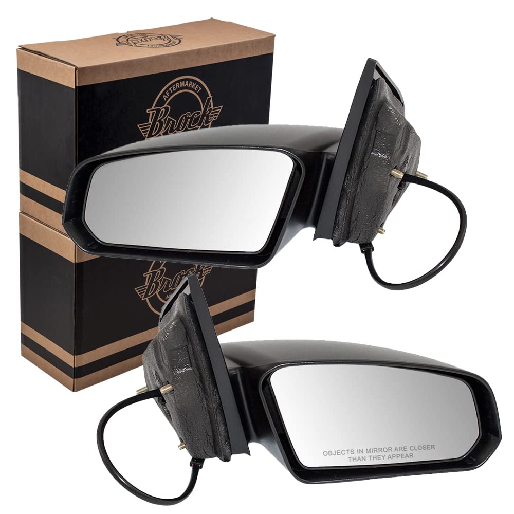 Brock Replacement Power Side Door Mirrors Set - Driver & Passenger Side Compatible with 2003-2007 Saturn Ion Coupe (Part #10363818 & 10363819) - Perfect for Auto Repair & Mirror Replacement