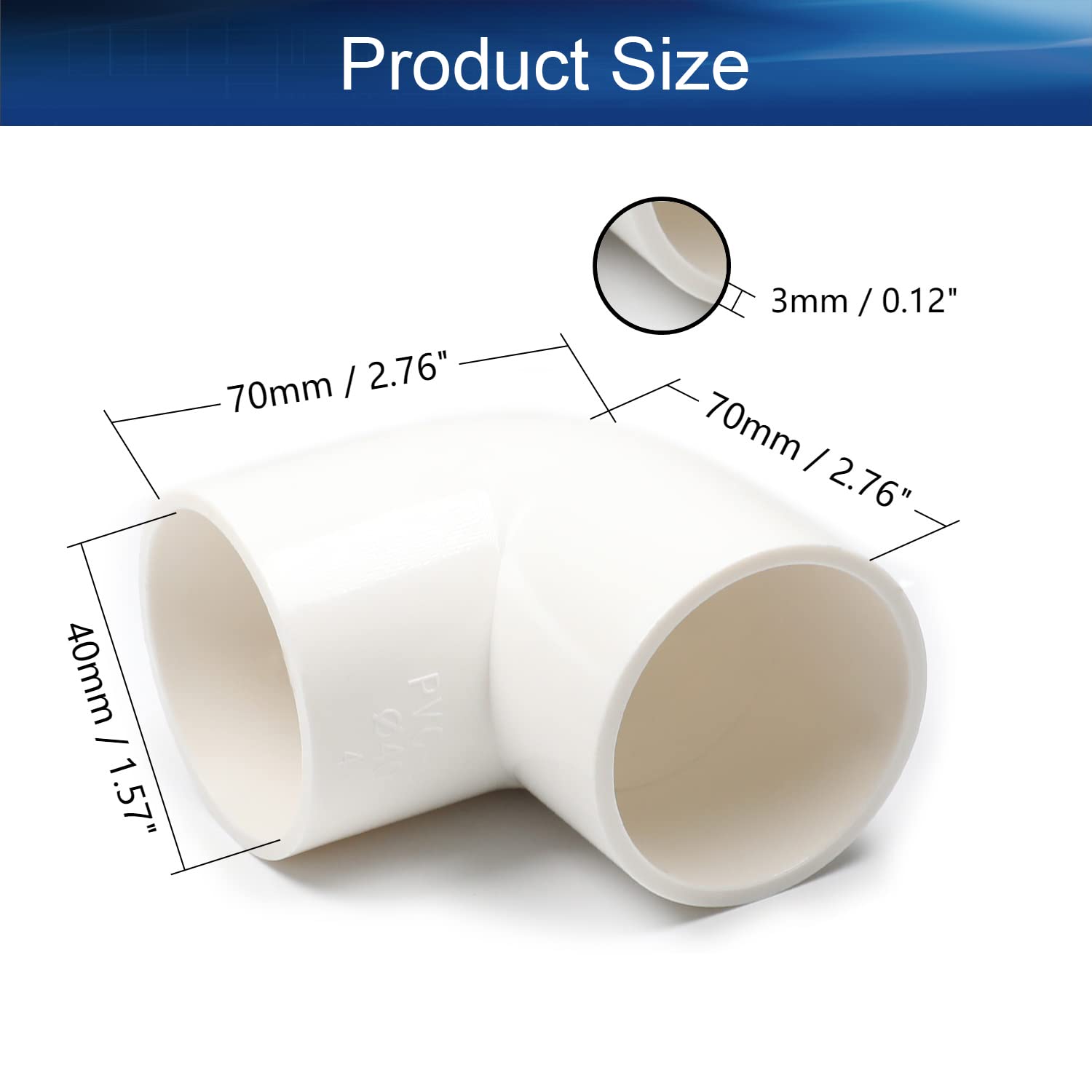 40mm ID Slip 90 Degree PVC Pipe Fitting Elbow Adapter Connector - White (5Pcs) for Garden Hose Irrigation & Watering Systems - Perfect for DIY Plumbing, Sprinkler Systems, and Outdoor Water Supply